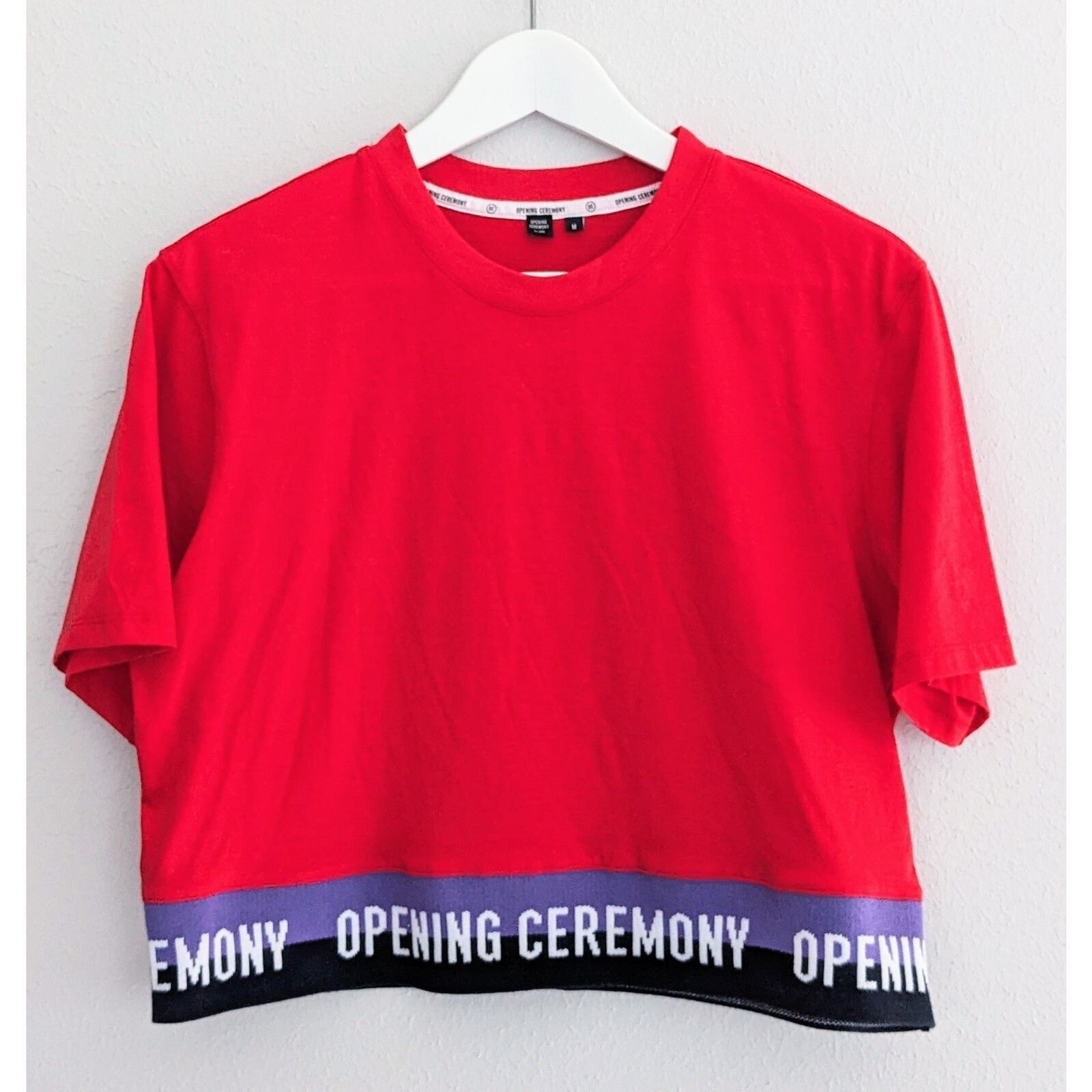 Opening Ceremony Opening Ceremony Red Cropped Shirt Medium | Stylish Modern Size M / US 6-8 / IT 42-44 - 1 Thumbnail