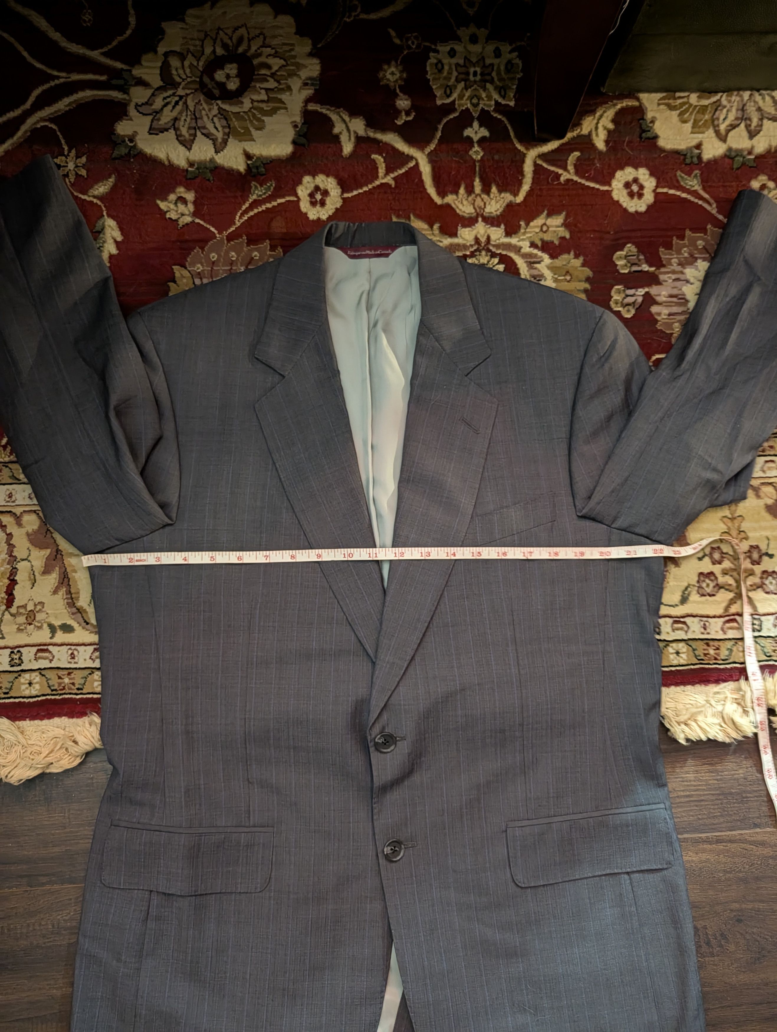 Samuelsohn Italian Super 110s wool gray pinstriped jacket 42R Size 42R - 14 Thumbnail