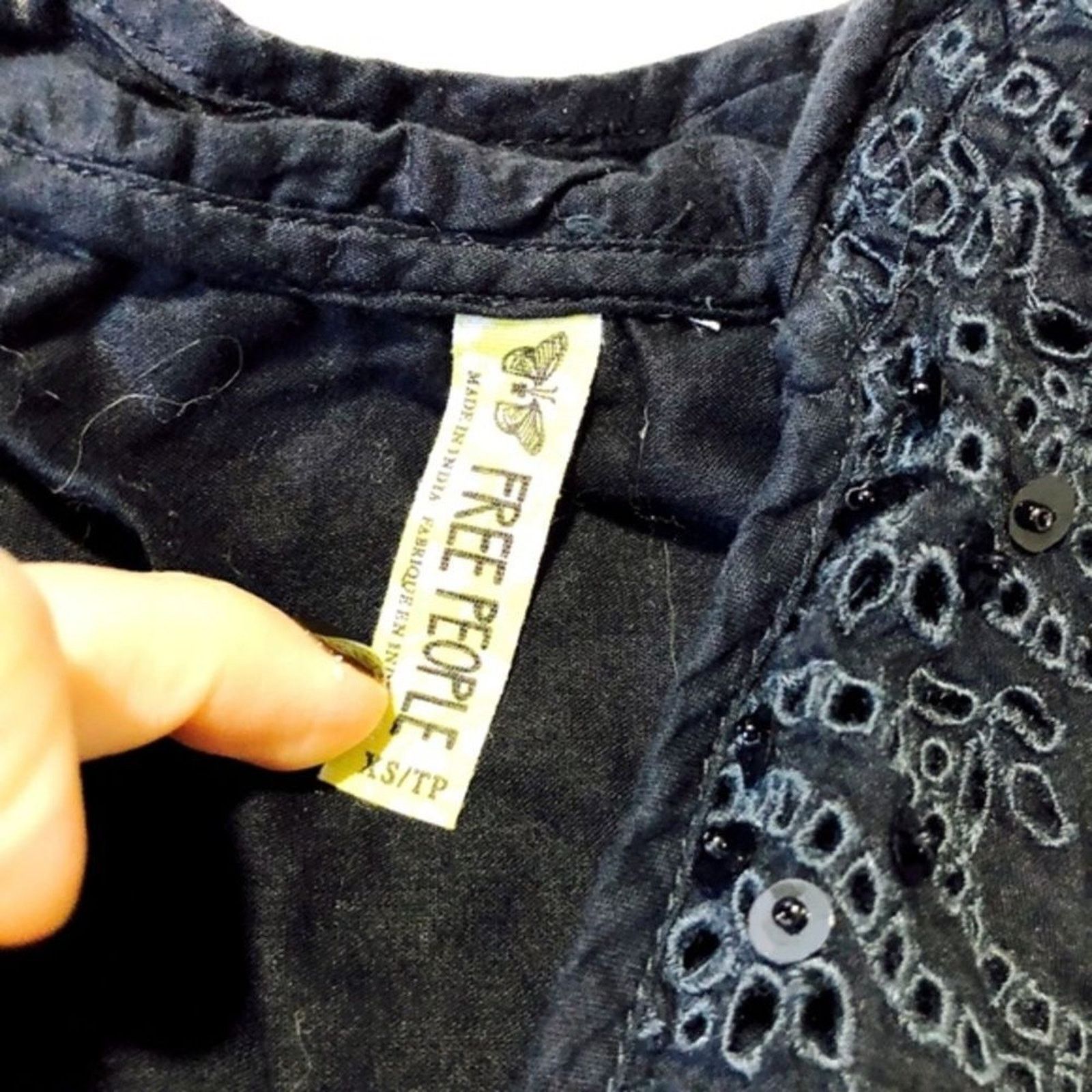 Free People Free People Embellished Black Mini Sundress | Sz XS Size XS / US 0-2 / IT 36-38 - 3 Thumbnail