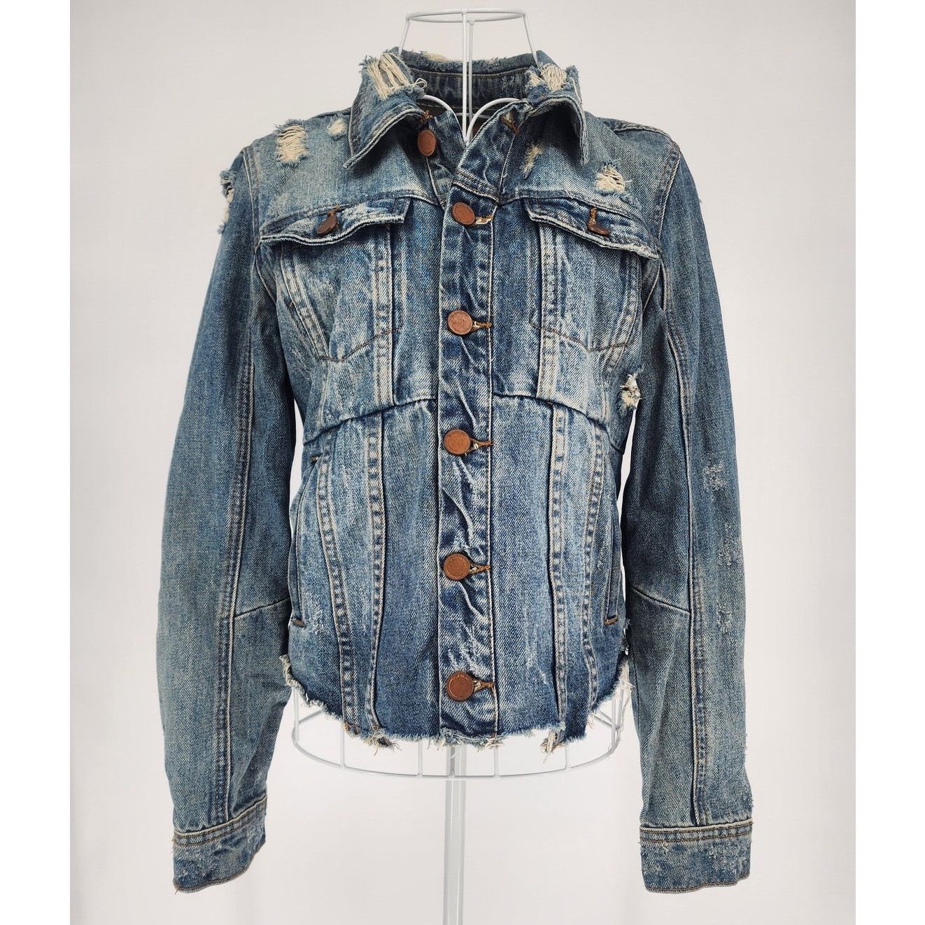BLANKNYC Blank NYC Distressed Denim Jacket - Women's Size XS Size XS / US 0-2 / IT 36-38 - 1 Thumbnail
