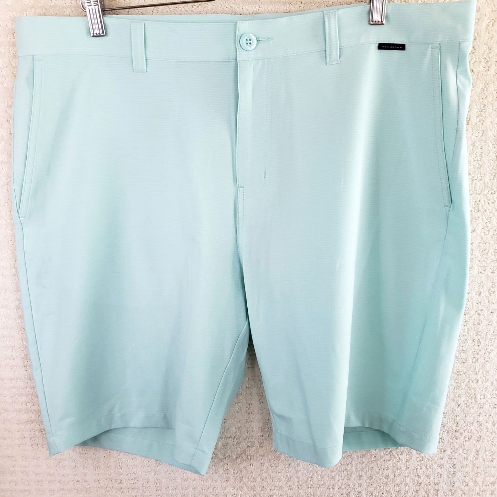 TravisMathew Travis Mathew Chino Shorts Mens 40x10 Aqua Blue Stretch Wrinkle Resistant Casual Travel Pockets Size US 40 / EU 56 - 2 Thumbnail