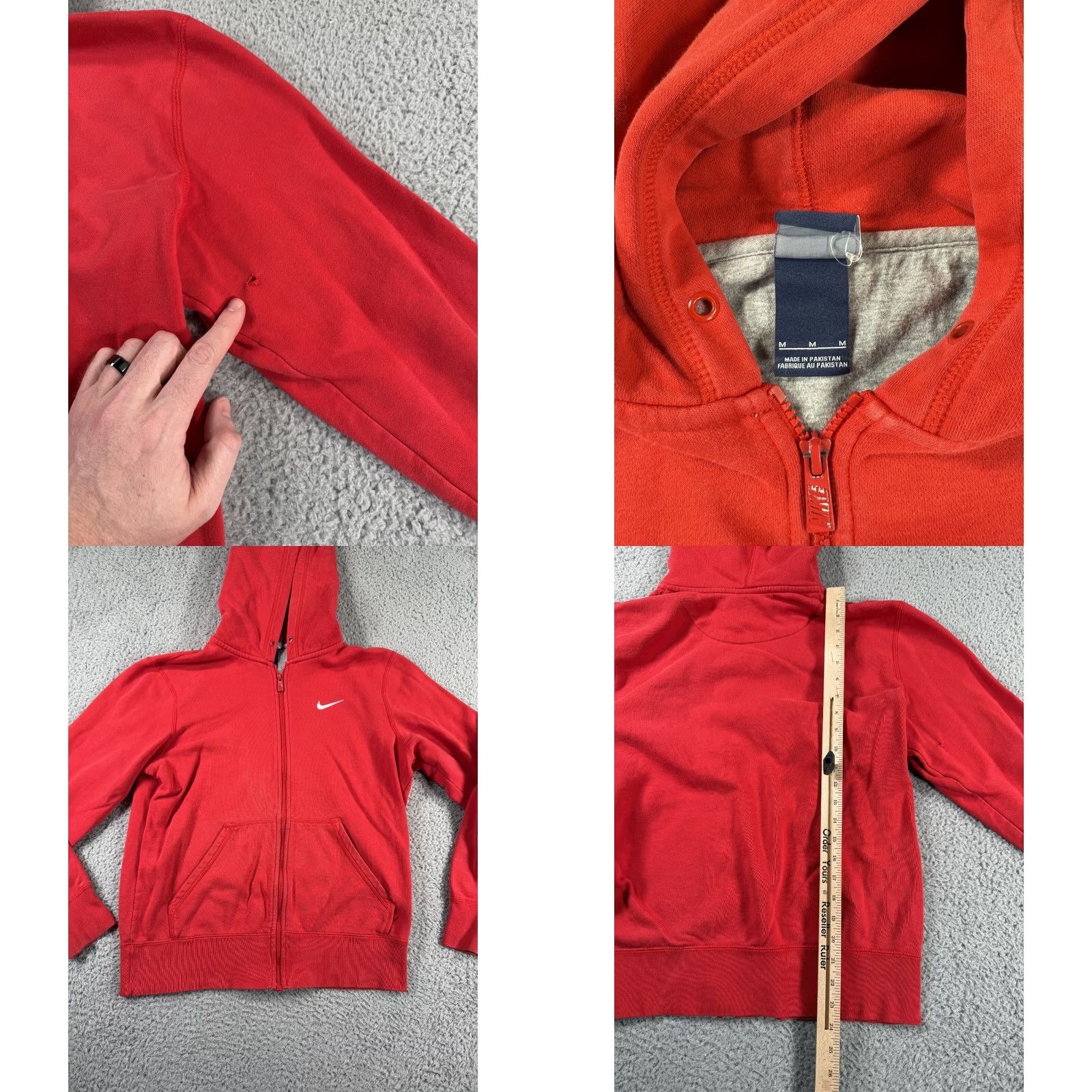 Nike Nike Hoodie Mens M Red Full Zip Distressed 90s Swoosh Logo Baggy Fame Sportswear Size US M / EU 48-50 / 2 - 8 Thumbnail