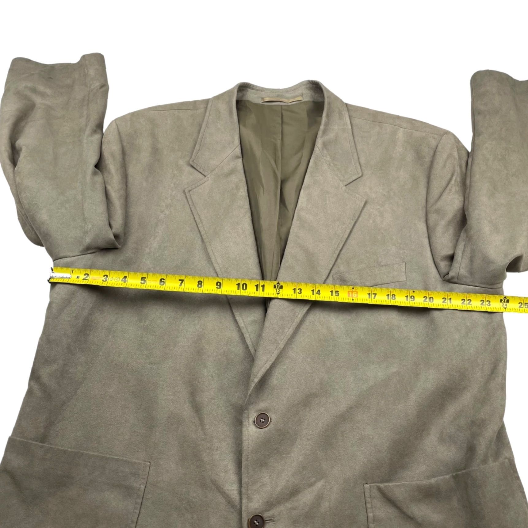 Vintage Canda Men’s Faux Suede Blazer Jacket Beige 48R Two-Button Notch Lapel Mens Regular Jacket Blazer Vintage No Size 48R - 7 Thumbnail