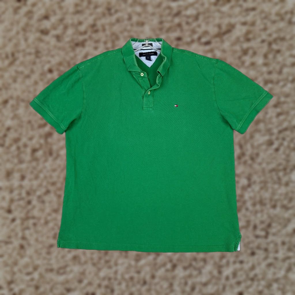 Tommy Hilfiger Tommy Hilfiger Polo Shirt Men XL Green 100% Cotton Slim Fit Button Collar Short Sleeve Size US XL / EU 56 / 4 - 1 Thumbnail