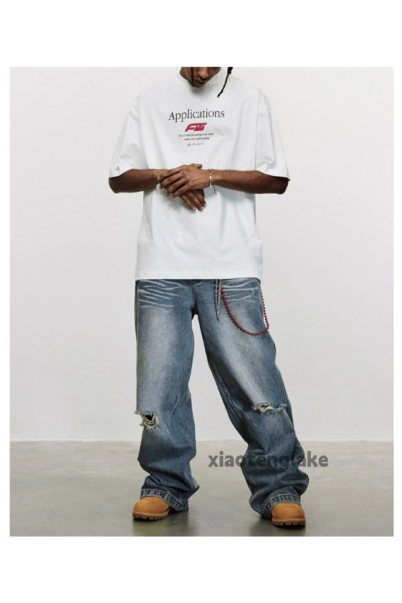 Jean × Vintage washed faded damaged skate hiphop baggy jeans Size US 34 / EU 50 - 6 Thumbnail