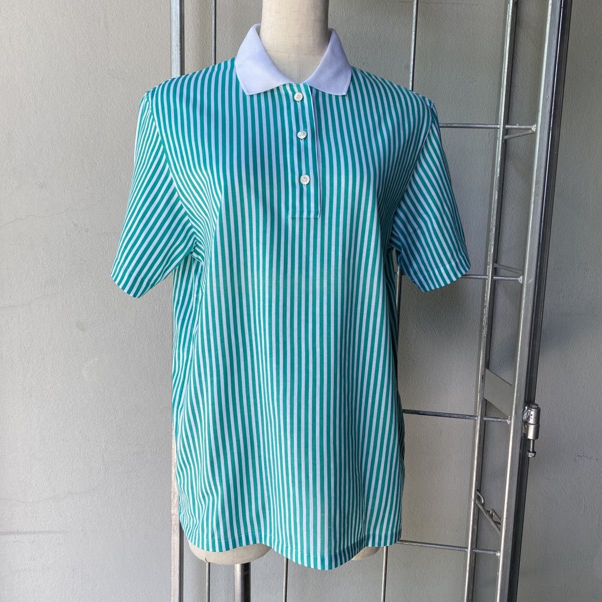 Dior Christian Dior Green & White Striped Polo Shirt Size M / US 6-8 / IT 42-44 - 17 Thumbnail