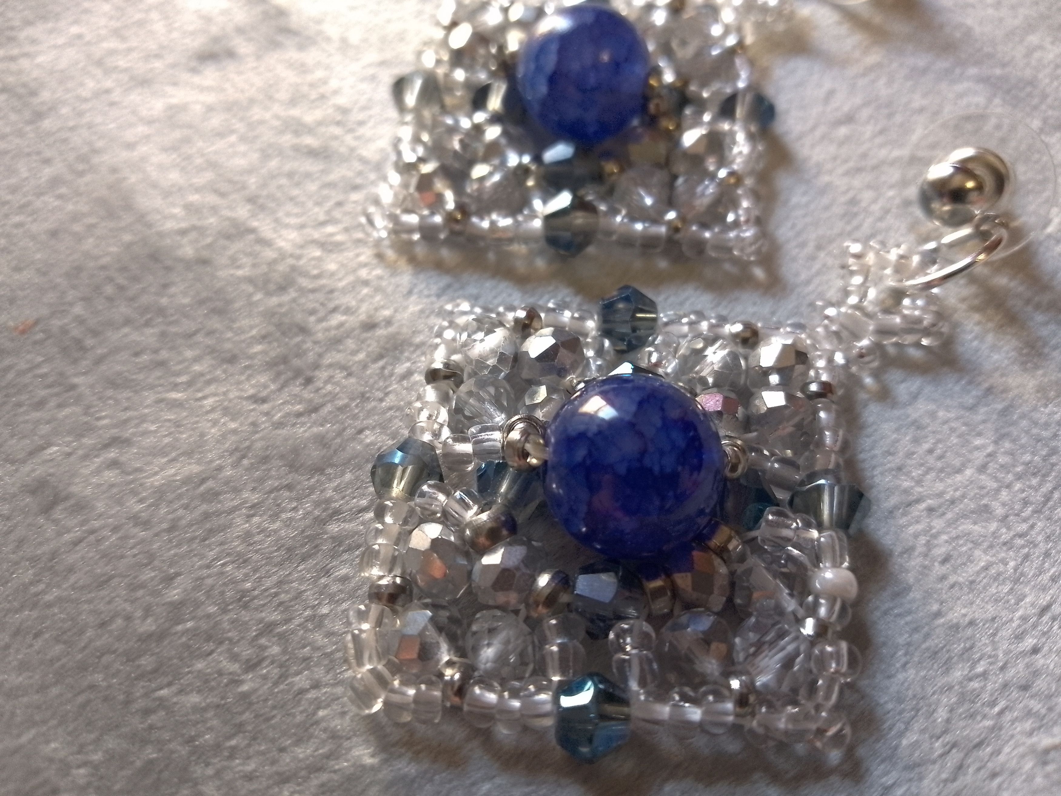 Handmade Elegant Earrings Crystal, blue Natural sodalite gemstones Size ONE SIZE - 2 Thumbnail