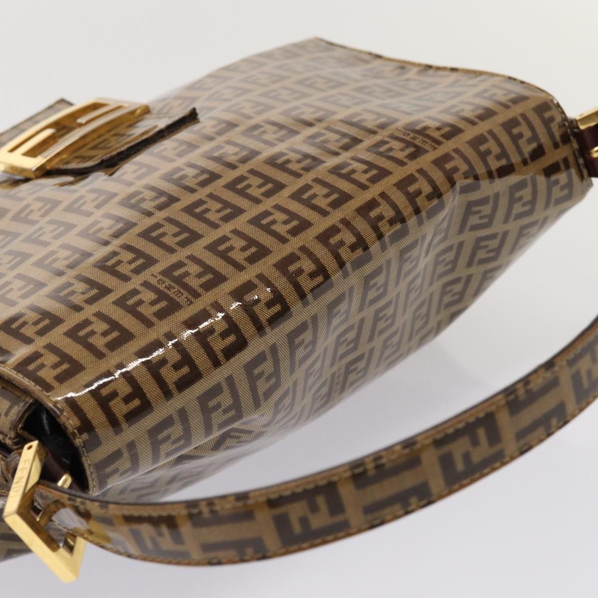 FENDI Zucchino Canvas Mamma Baguette Shoulder Bag Beige