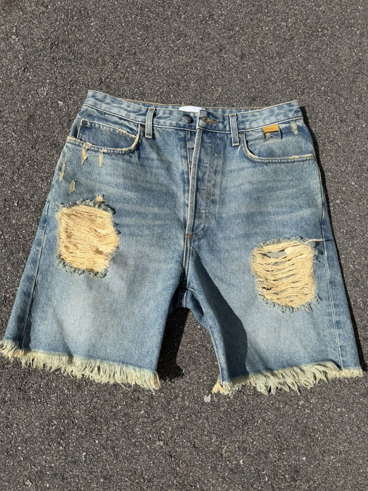 Rhude Distressed Denim Shorts