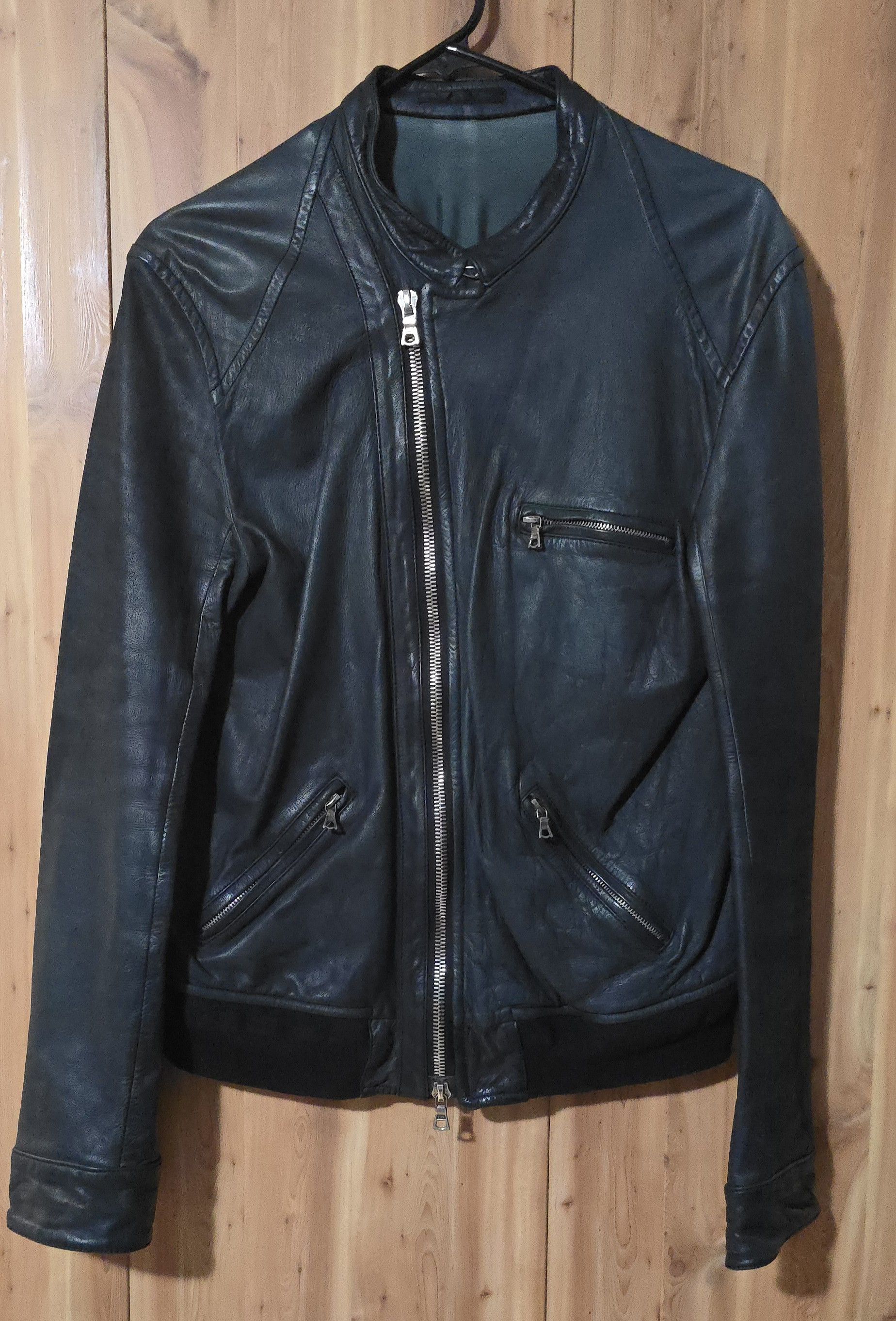The Viridi-anne Dark Green Leather Biker Jacket Size US S / EU 44-46 / 1 - 2 Thumbnail