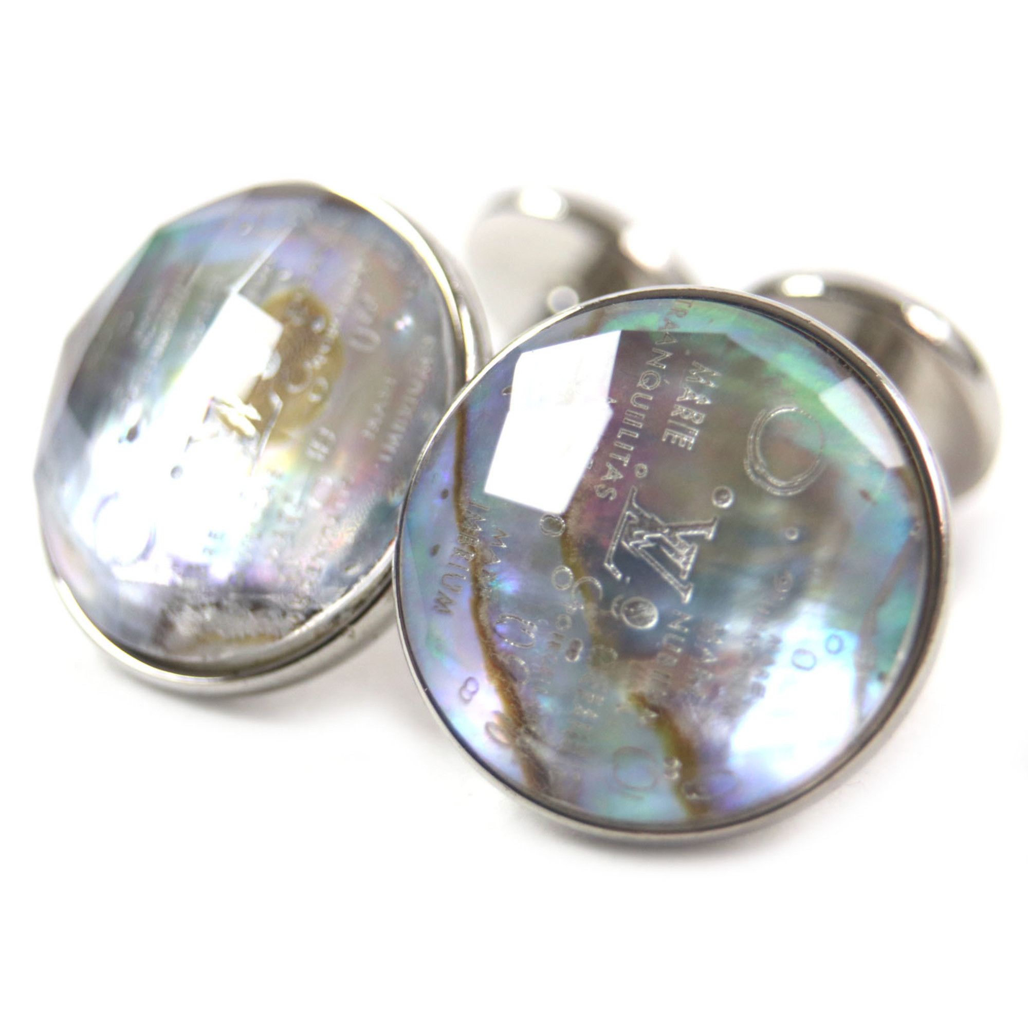 Louis Vuitton LOUIS VUITTON MP1318 Logo-Engraved Metal Cufflinks with Silver Case, Made in Italy, Men's Business Style Size ONE SIZE - 1 Thumbnail