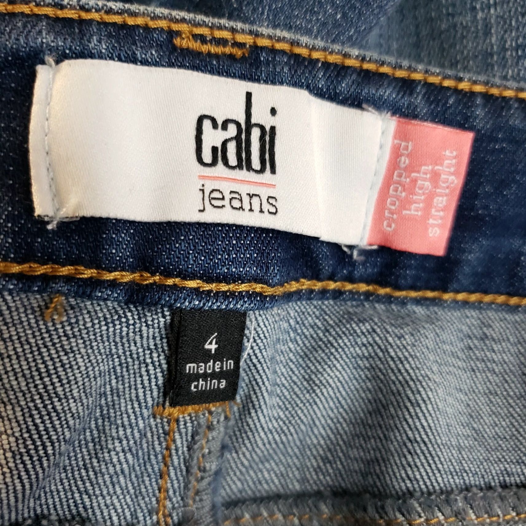 Vintage CAbi 5495 Womens Cropped High Straight Jeans Sz 4 Blue Distressed Raw Hem Size 27" / US 4 / IT 40 - 6 Thumbnail