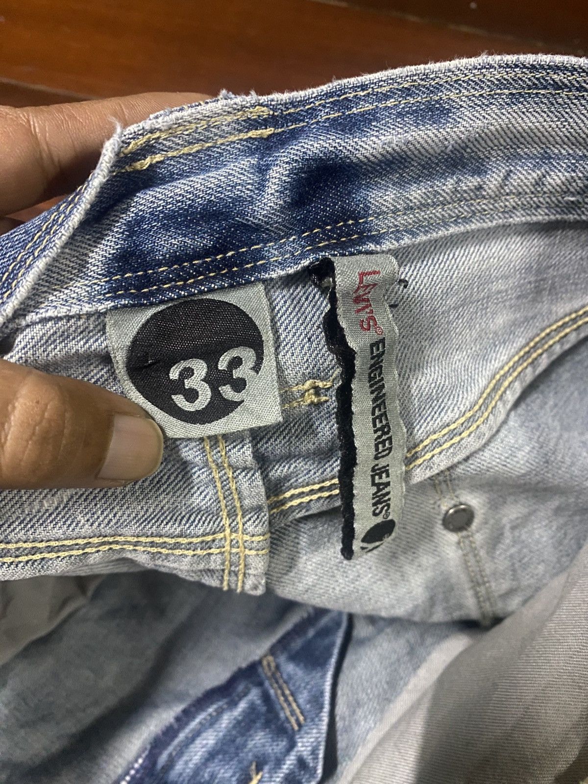 Levi's Vintage Clothing Levis Engineered 1999 mud wash flare Faded Baggy Jeans Size US 35 - 17 Thumbnail