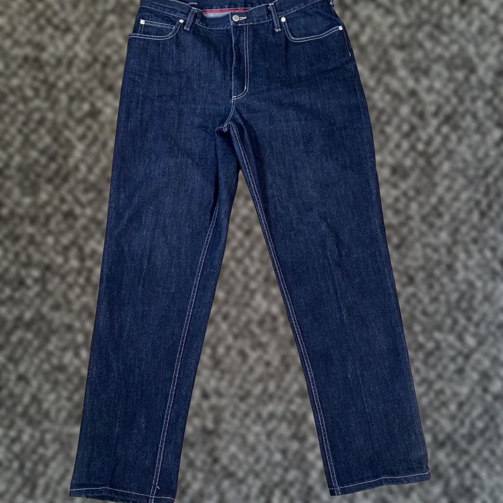 Lands' End Lands' End Jeans Men 37 Straight Black Dark Indigo Denim Classic Casual 5-Pocket Rise Mid 32 Inseam Blue Denim Size US 37 - 1 Thumbnail