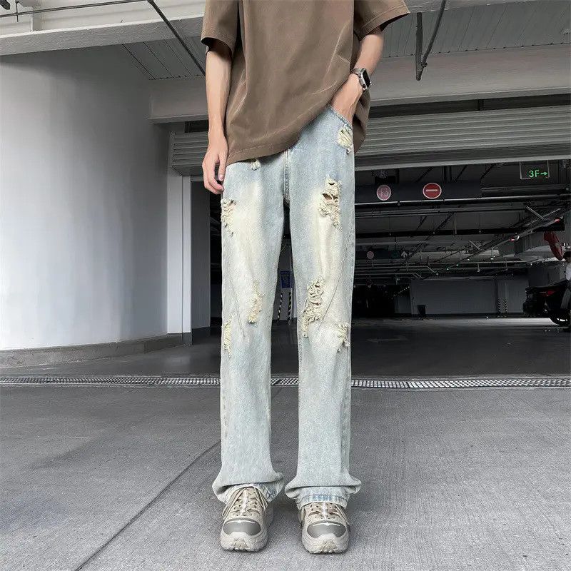 Japanese Brand × Jean Retro loose wide leg casual ripped jeans Size US 30 / EU 46 - 2 Thumbnail