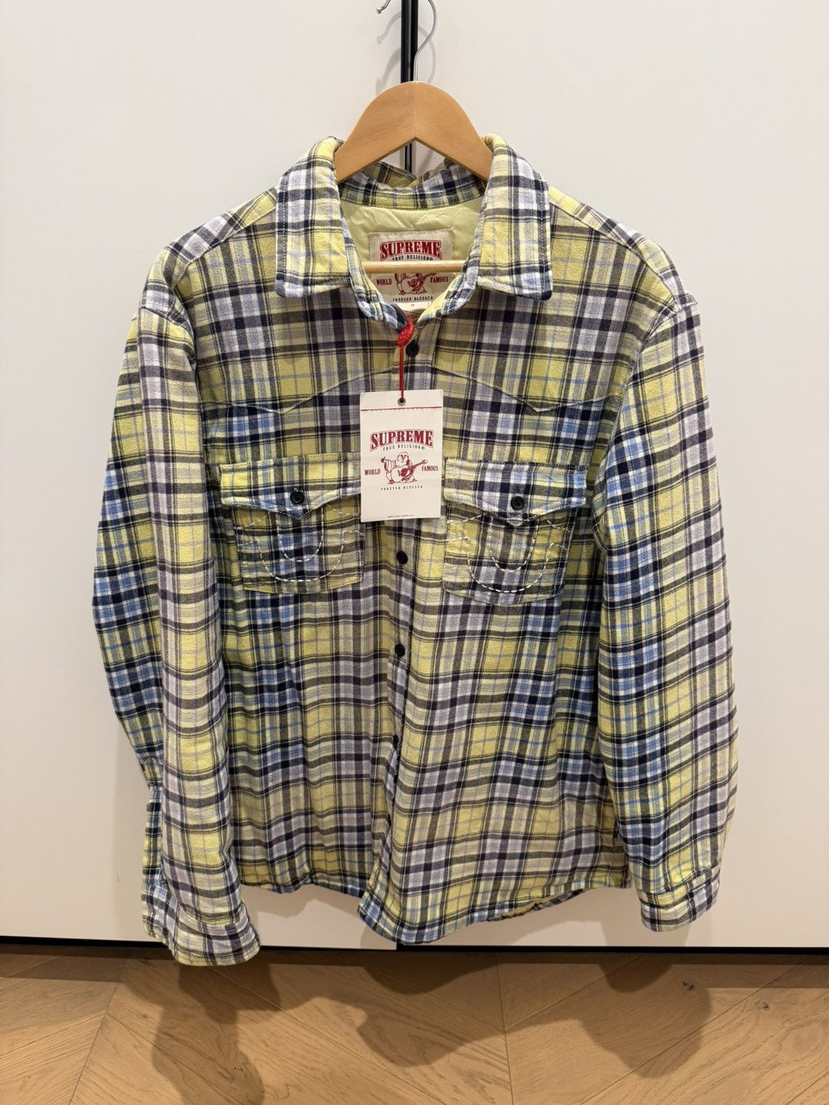 Supreme × True Religion Padded Yellow Plaid Flannel Size US M / EU 48-50 / 2 - 2 Thumbnail