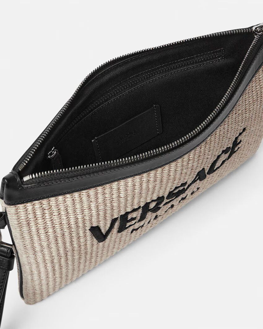 Versace o1s22i1n0125 Size: OS / Raffia Pouch in Beige Black Size ONE SIZE - 5 Thumbnail