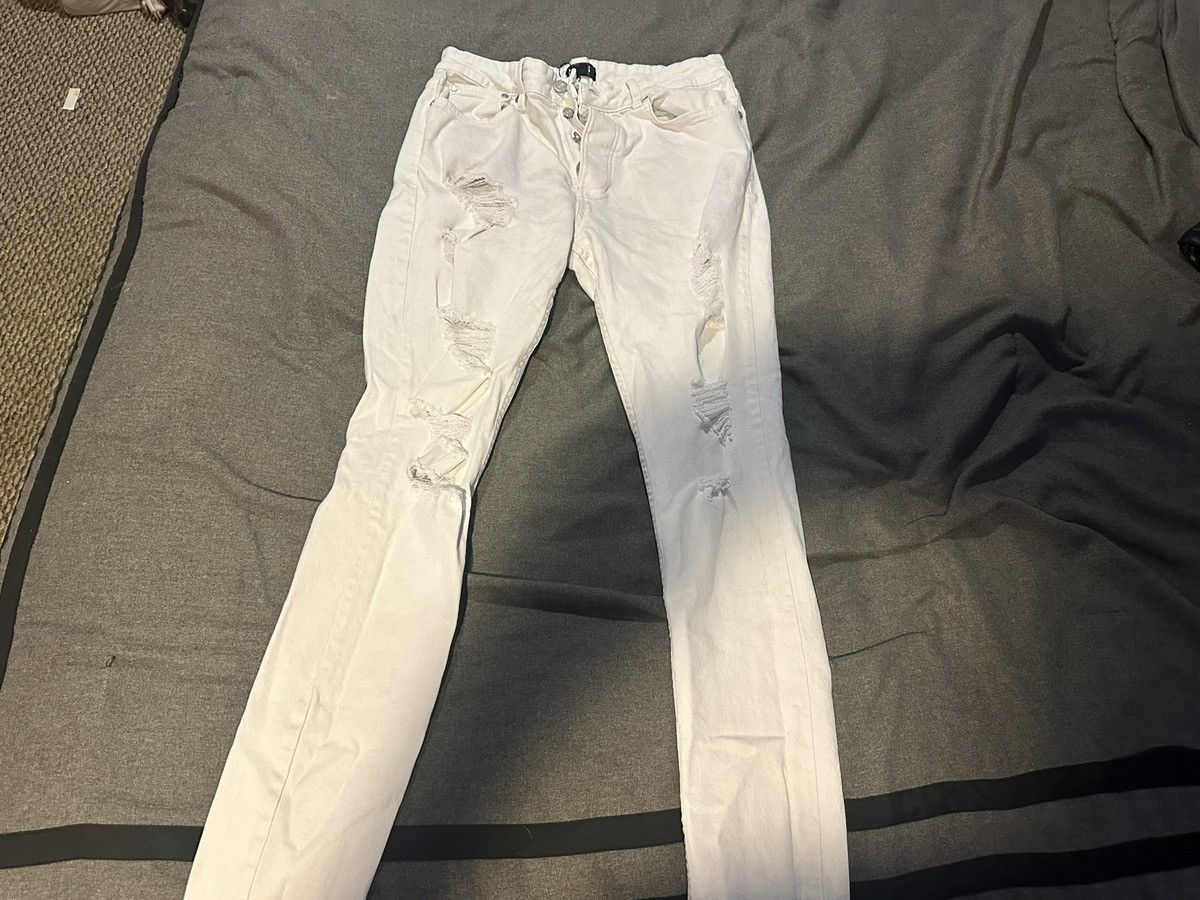 Boohoo White Biker Jeans Size US 34 / EU 50 - 1 Thumbnail
