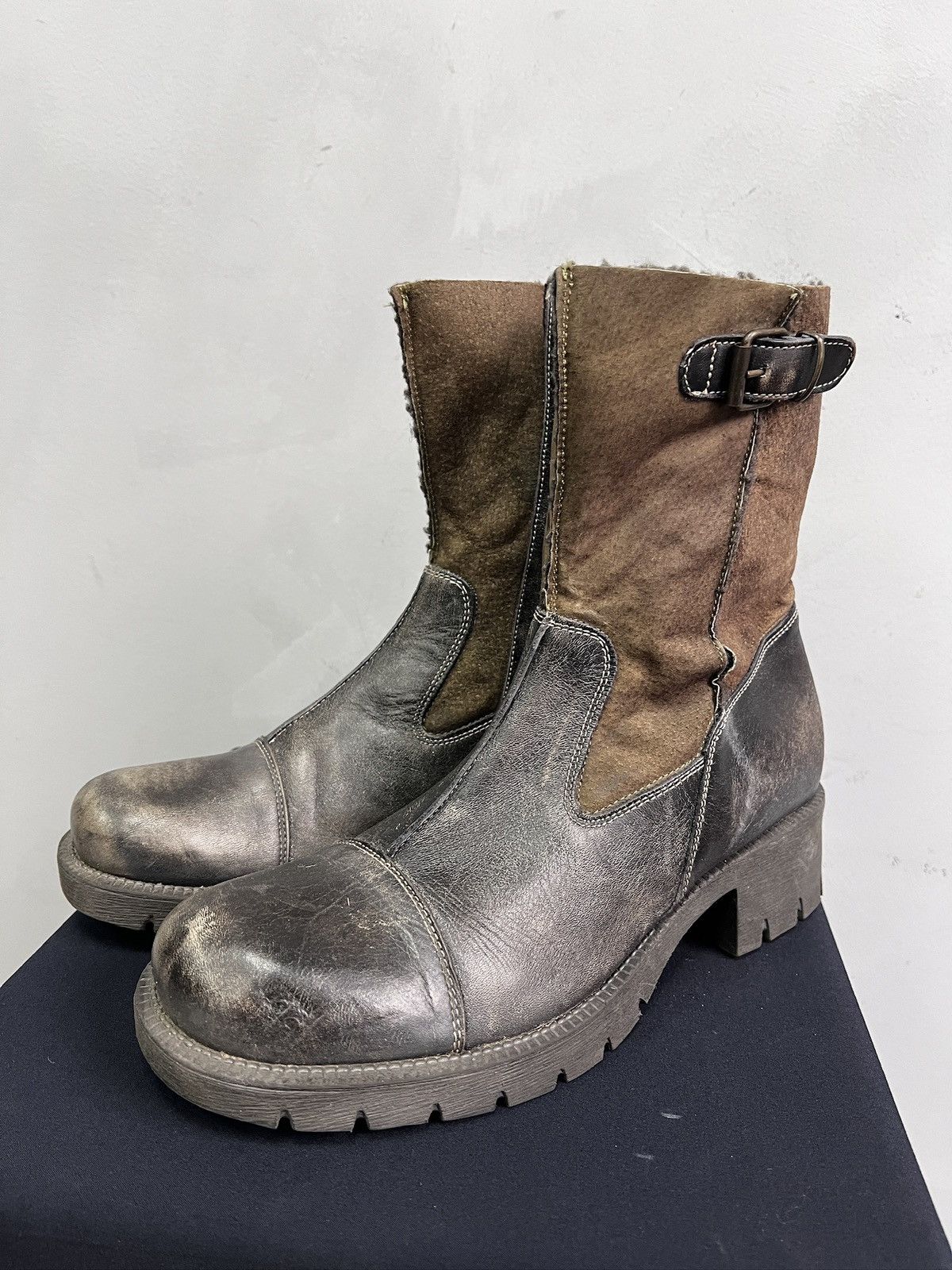 Hedi Slimane Avant garde platform boots brown leather guidi style 90s Size US 8 / EU 41 - 6 Thumbnail