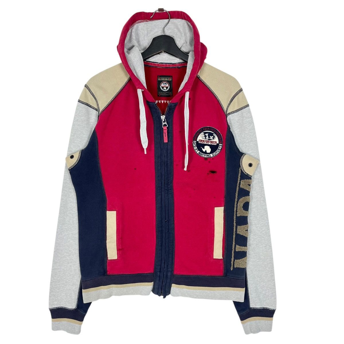 Napapijri Distressed Napapijri Zipper Hoodie Jacket Size US S / EU 44-46 / 1 - 1 Thumbnail