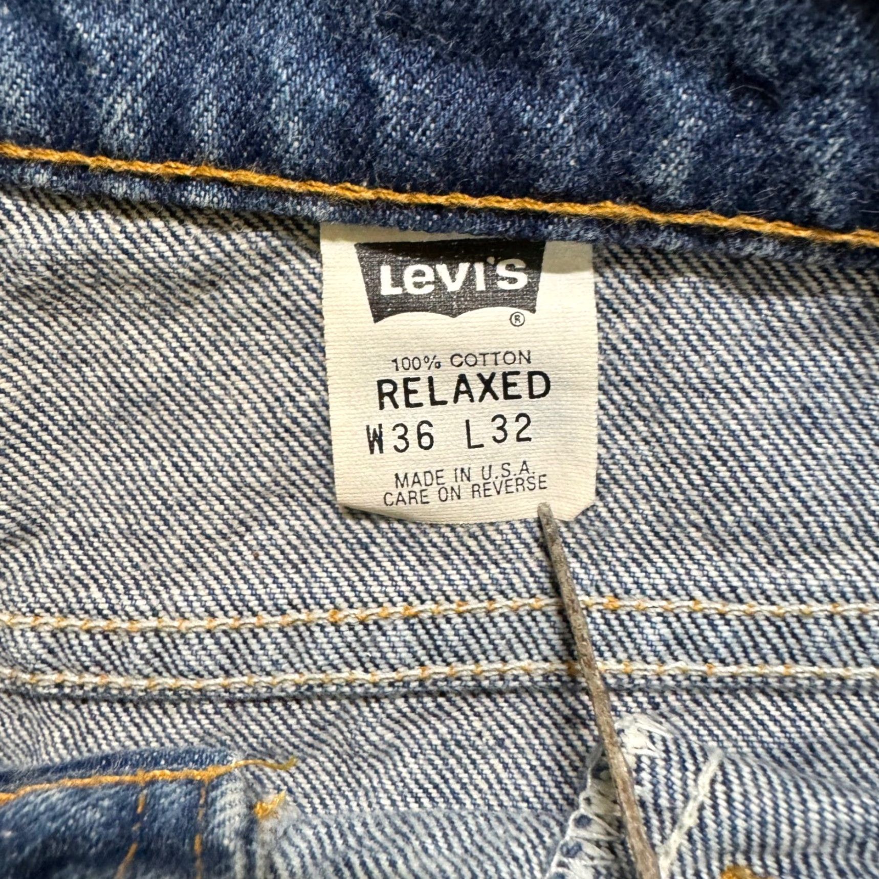Denime VINTAGE Levis Jeans 540 Relaxed Dark Washed Denim 36x32 Orange Tab Men’s 90s Clothing Mens Jeans Size US 36 / EU 52 - 7 Thumbnail