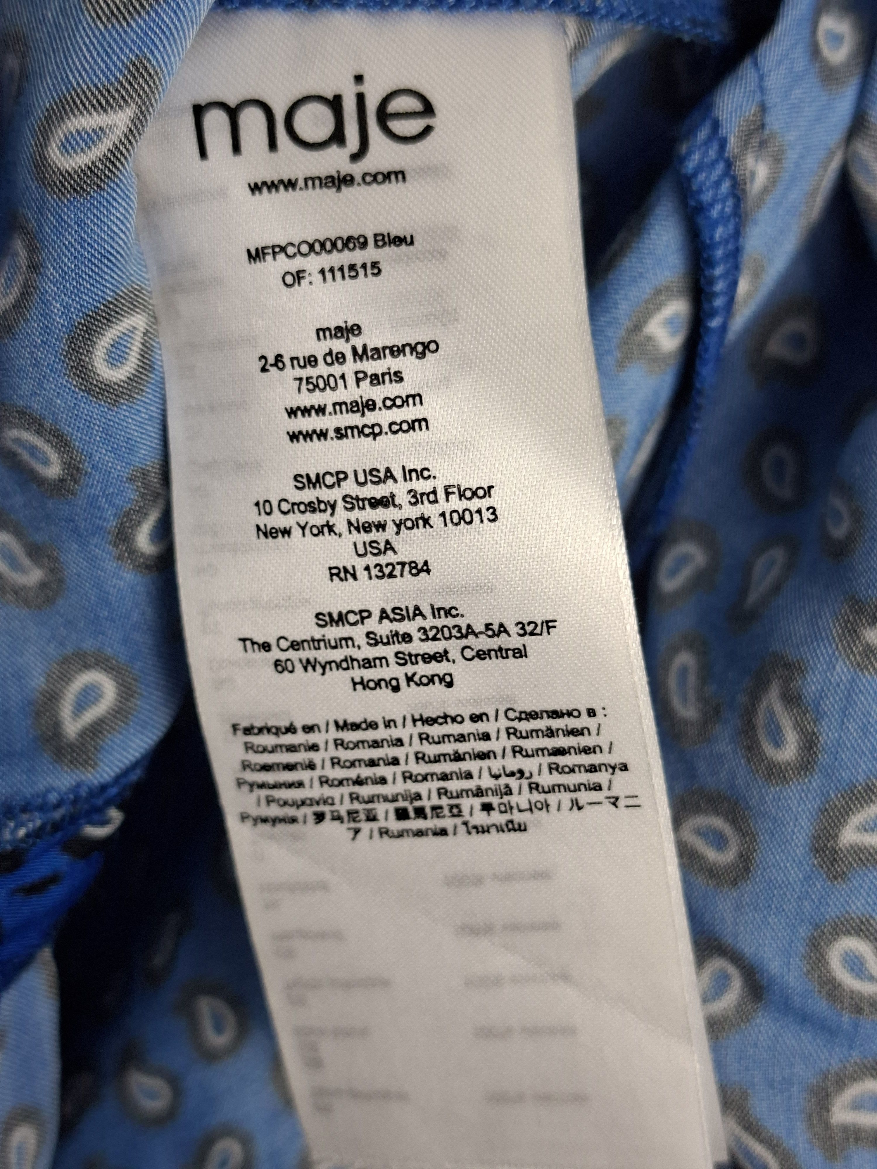 Maje Maje Blue Paisley Print Romper - French Chic Summer Playsuit Size S / US 4 / IT 40 - 9 Thumbnail
