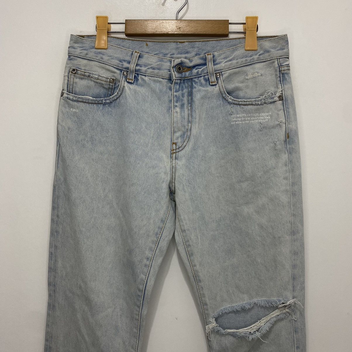 Off-White Off White Corp Distress Skinny Jeans Size 32" / US 10 / IT 46 - 4 Thumbnail