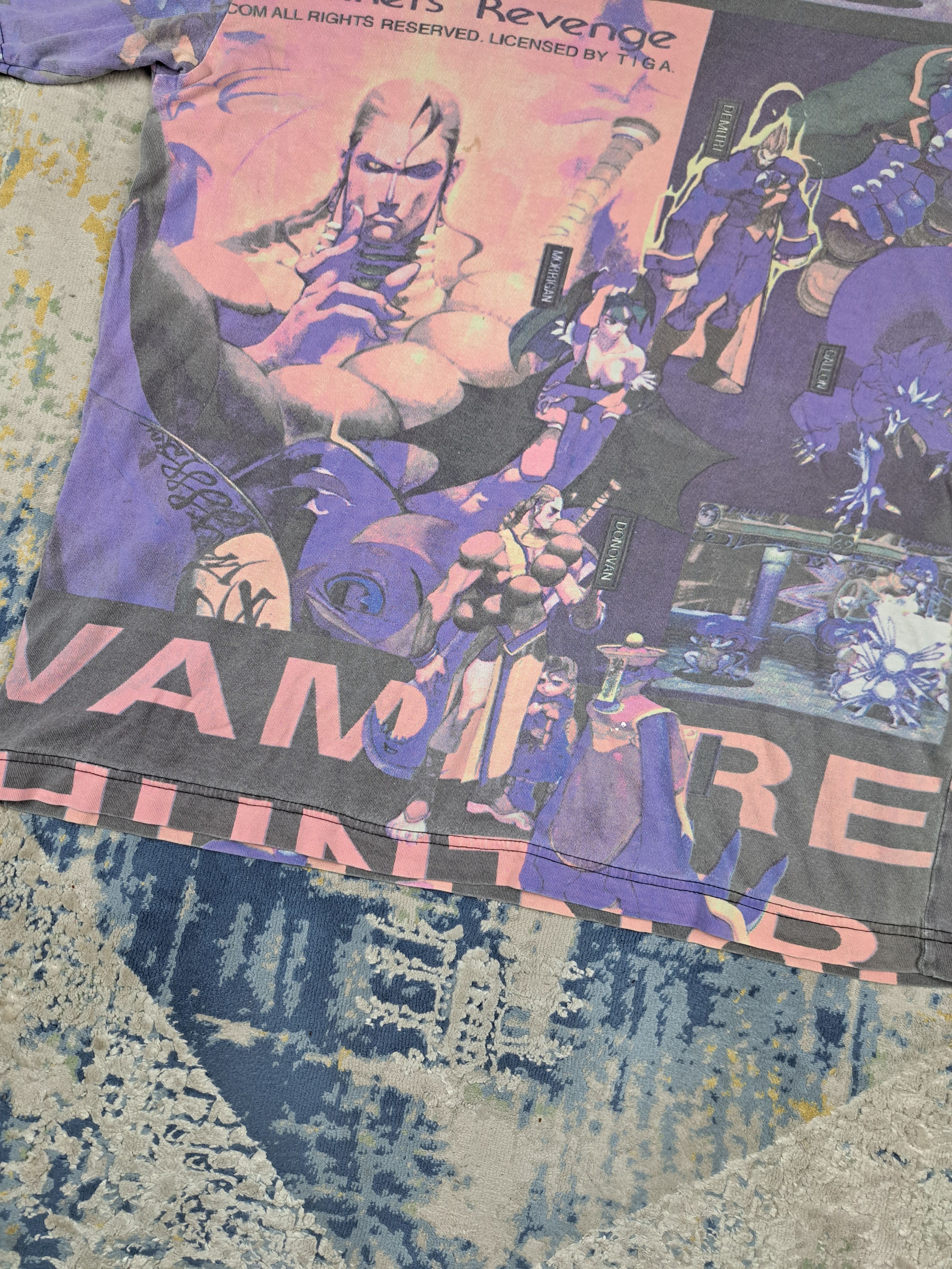 Vintage 1995 Capcom Vampire Hunter Darkstalkers Revenge Game AOP Tee Size US L / EU 52-54 / 3 - 5 Thumbnail