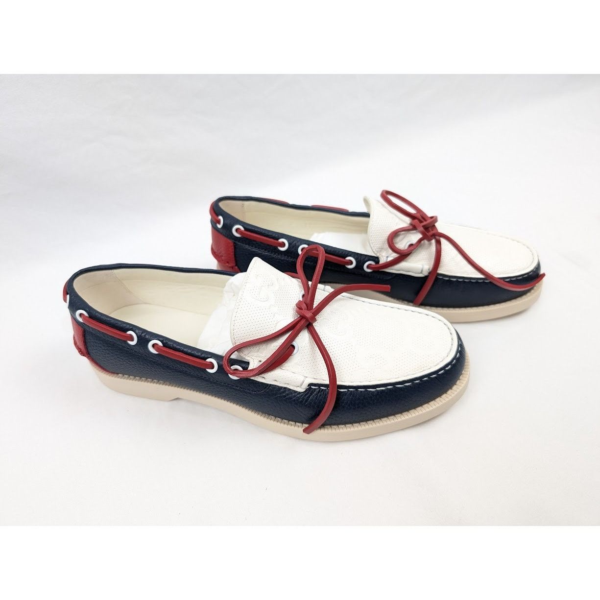 Gucci o1rshd1 Riverside Calf Shoes in Blue/Off White Size US 8.5 / EU 41-42 - 18 Thumbnail