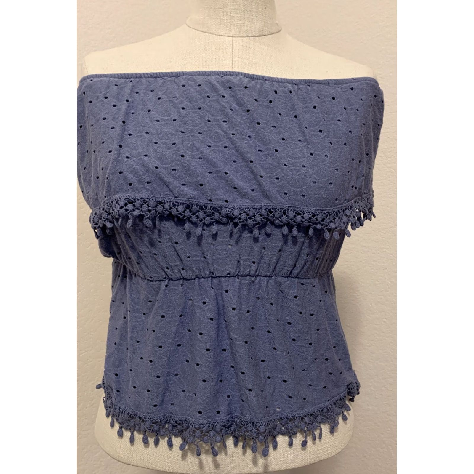 Vintage RUE 21 Womens Blue Layered Spotted Blouse Juniors Sz Medium Size M / US 6-8 / IT 42-44 - 3 Thumbnail