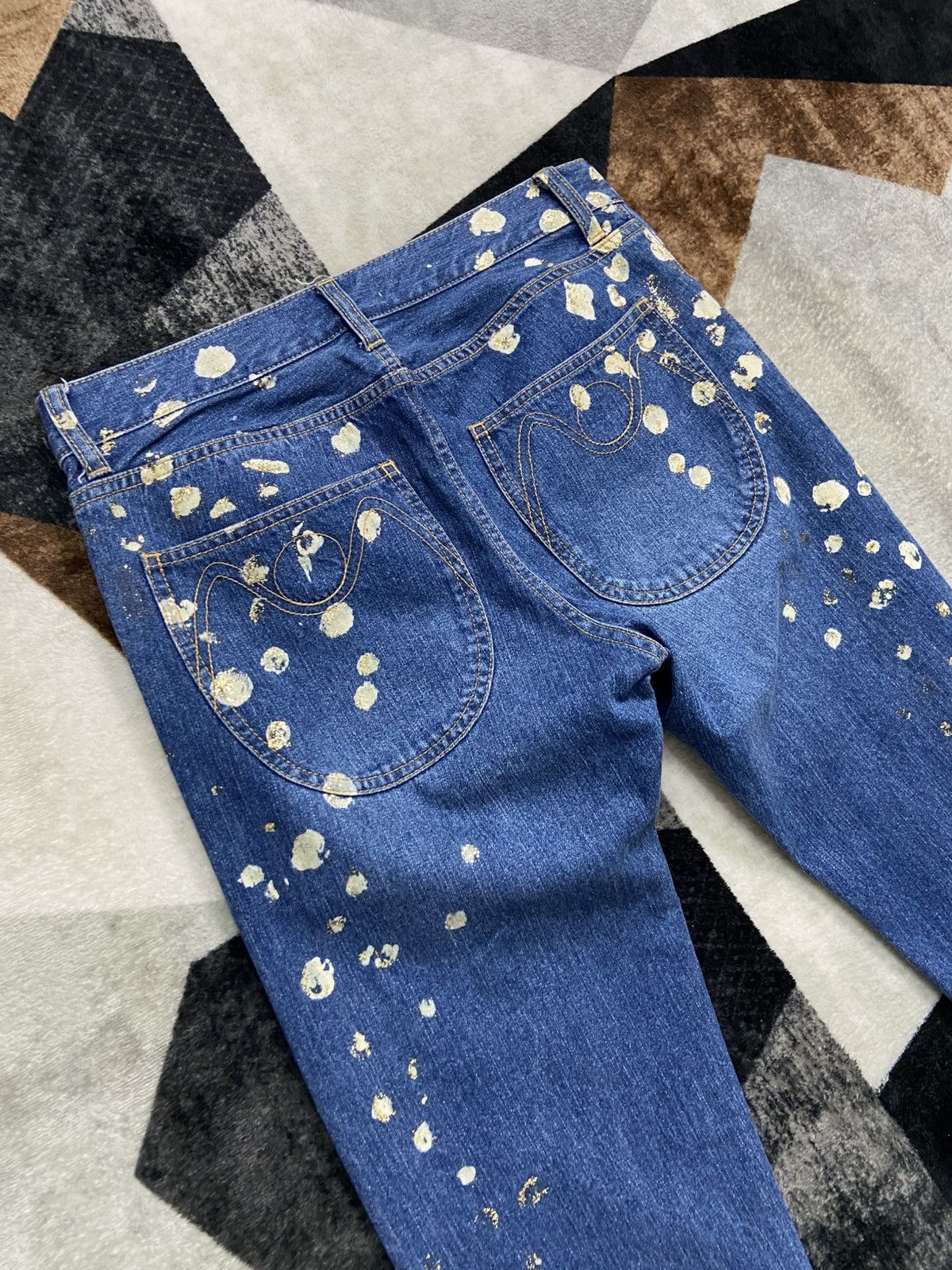 Tsumori Chisato Issey Art Tsumori Chisato Gold Splatter Hand Painted Jeans Size 26" / US 2 / IT 38 - 8 Thumbnail