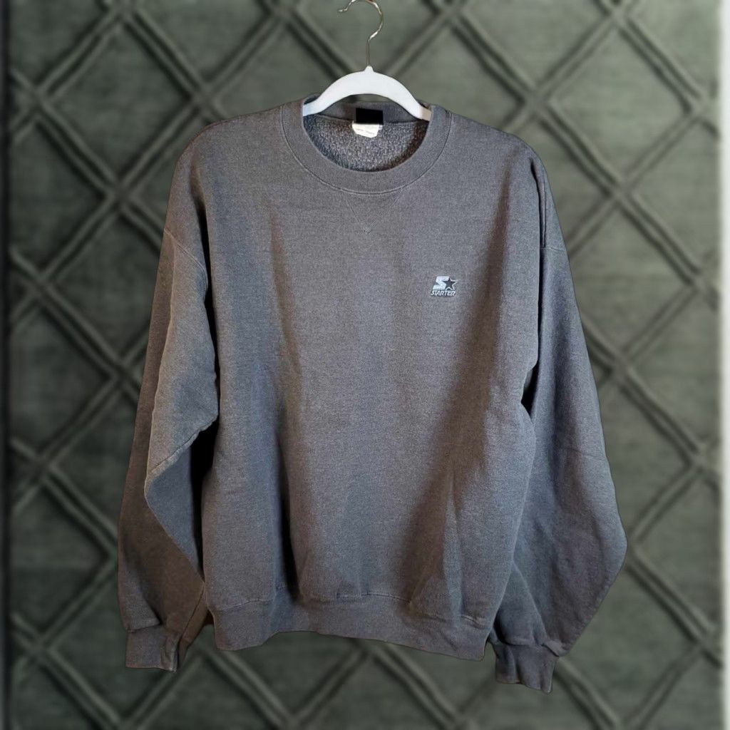 Starter VINTAGE Starter Sweatshirt Long-Sleeve Grey Crewneck Fleece Pullover Men XL Logo Embroidered 90s City Western Basketball Gym & Training Size US XL / EU 56 / 4 - 1 Thumbnail