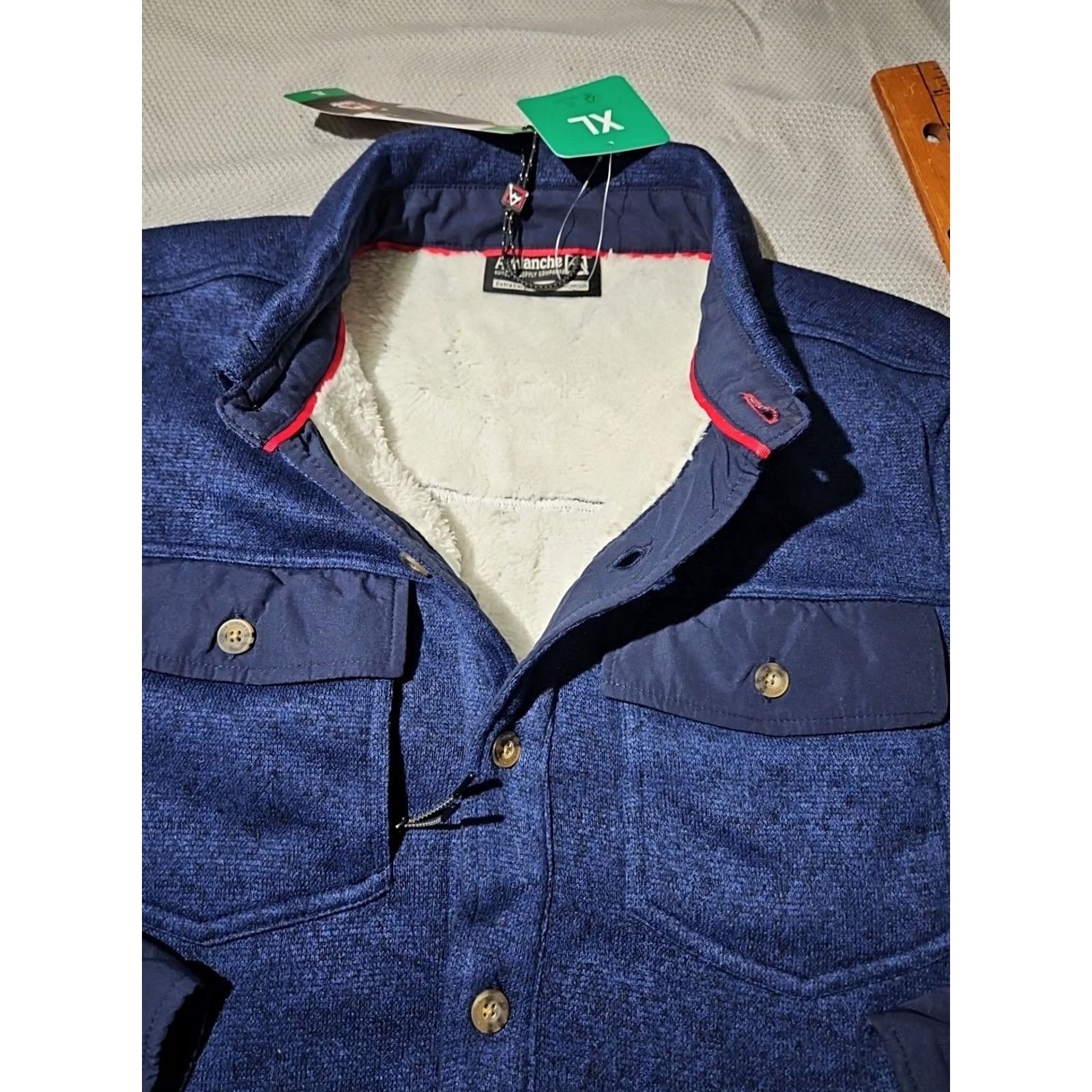 Avalanche VNT Avalanche Shirt Mens XL Blue Fleece Sherpa Lined Button Flap Pocket Shacket Size US XL / EU 56 / 4 - 7 Thumbnail