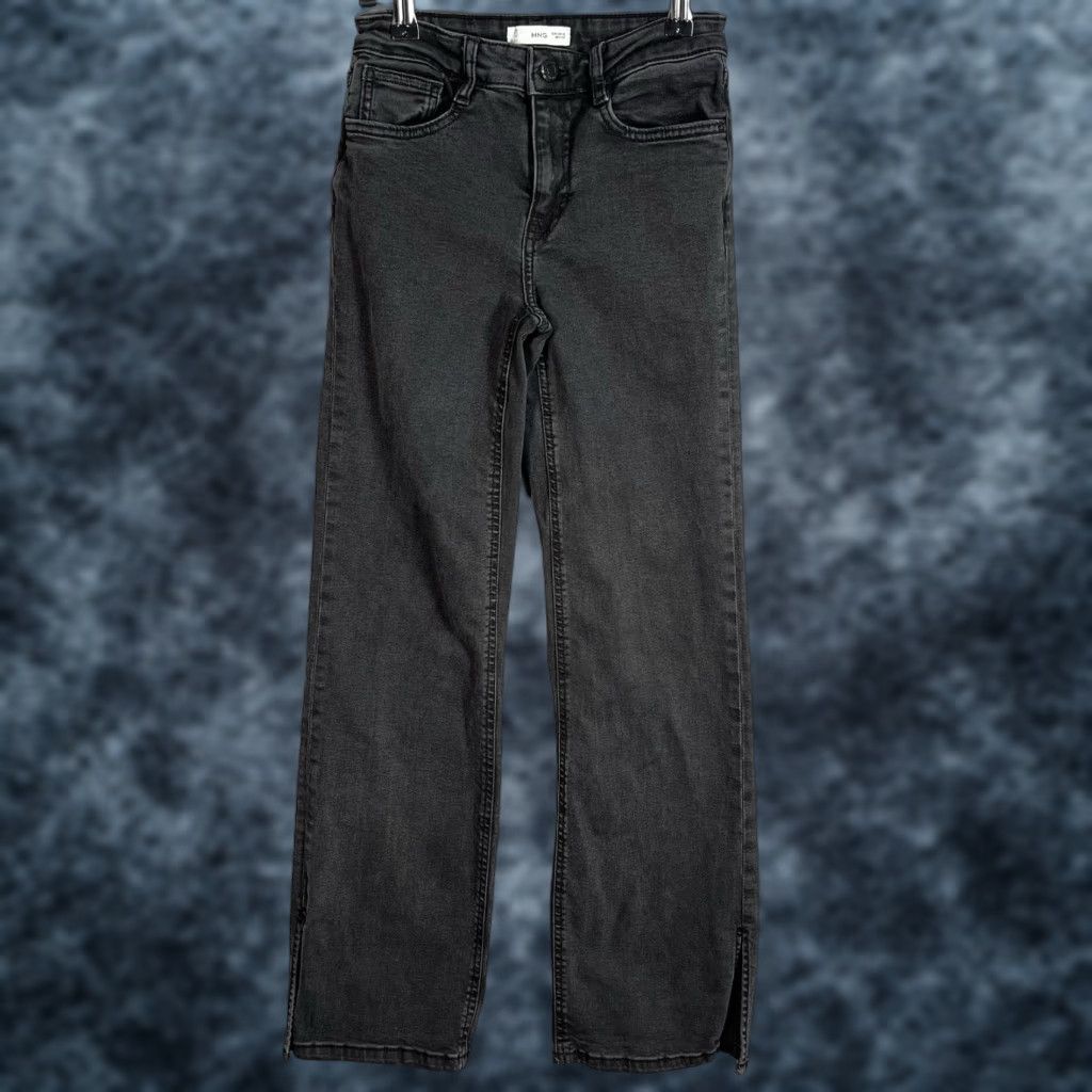 Mango VINTAGE Mango Women’s Jeans XS Black Dark Wash Straight Leg Ankle Slit Cotton Denim Size 26" / US 2 / IT 38 - 1 Thumbnail