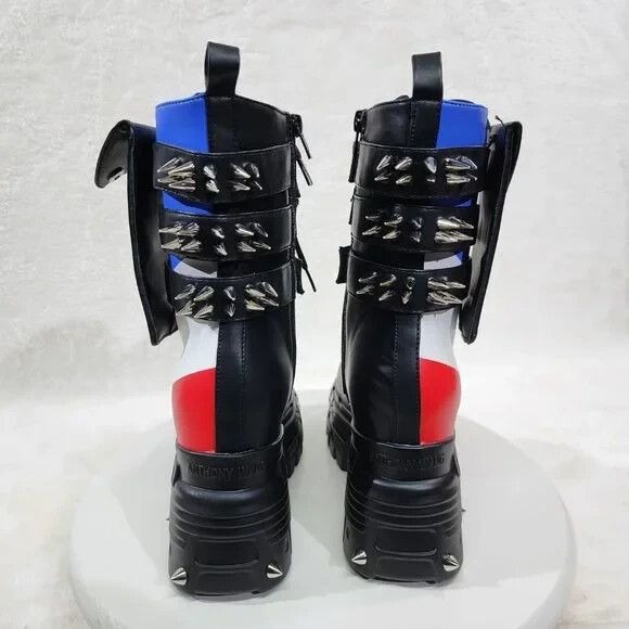 Other Anthony Wang Red White Blue Black Night Cyber Punk Goth Mid Size US 8.5 / IT 38.5 - 2 Thumbnail