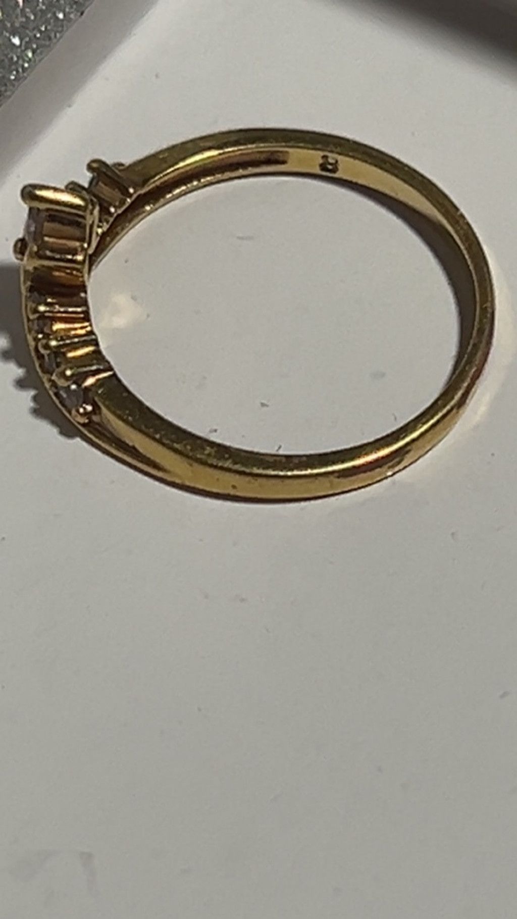 The Unbranded Brand Gold Tone Ring with Clear Stones maybe real not sure Size ONE SIZE - 1 Thumbnail