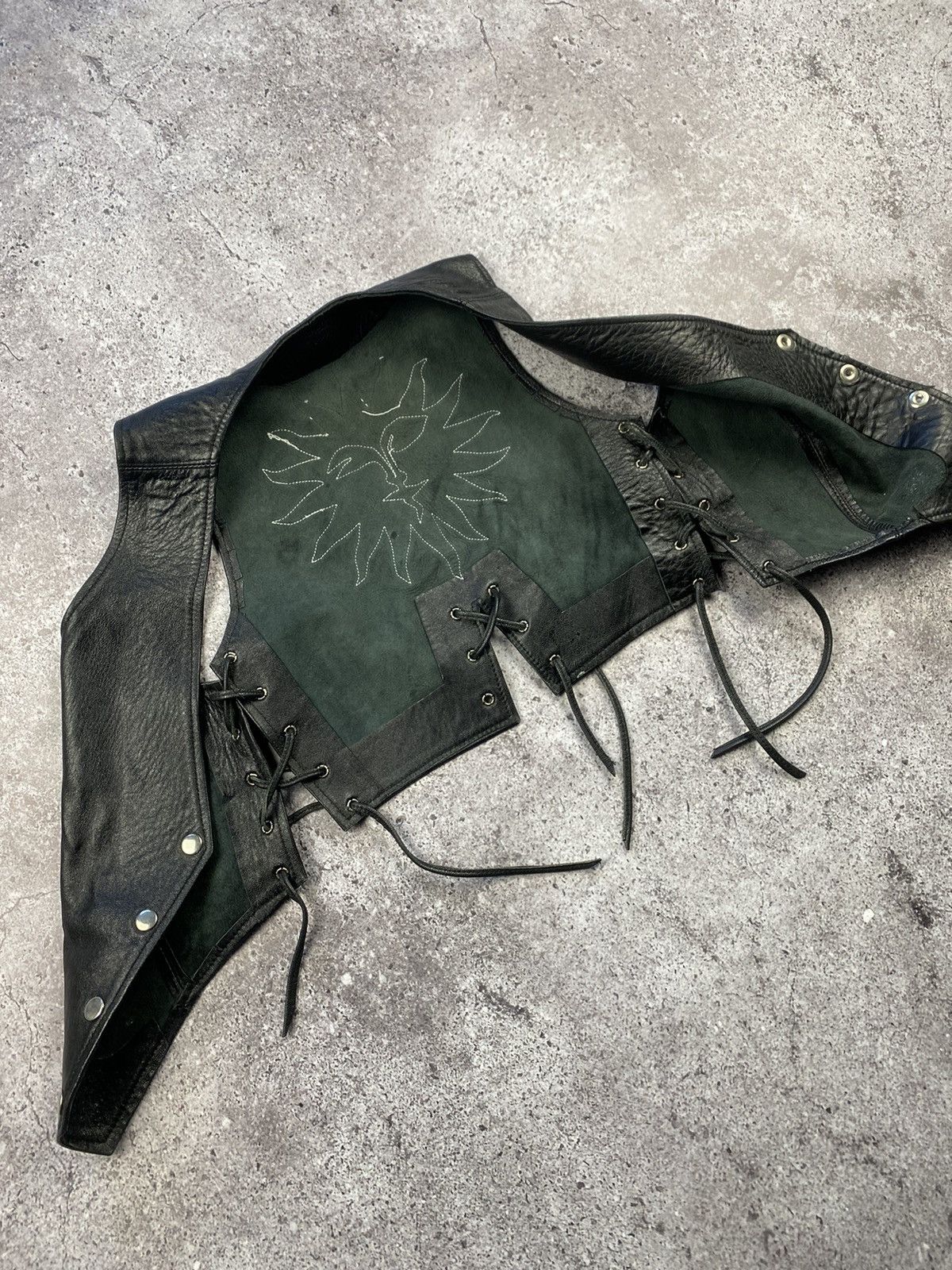 Vintage Vintage Rick Owens style sun Y2K Leather Vest Made in USA Size ONE SIZE - 3 Thumbnail