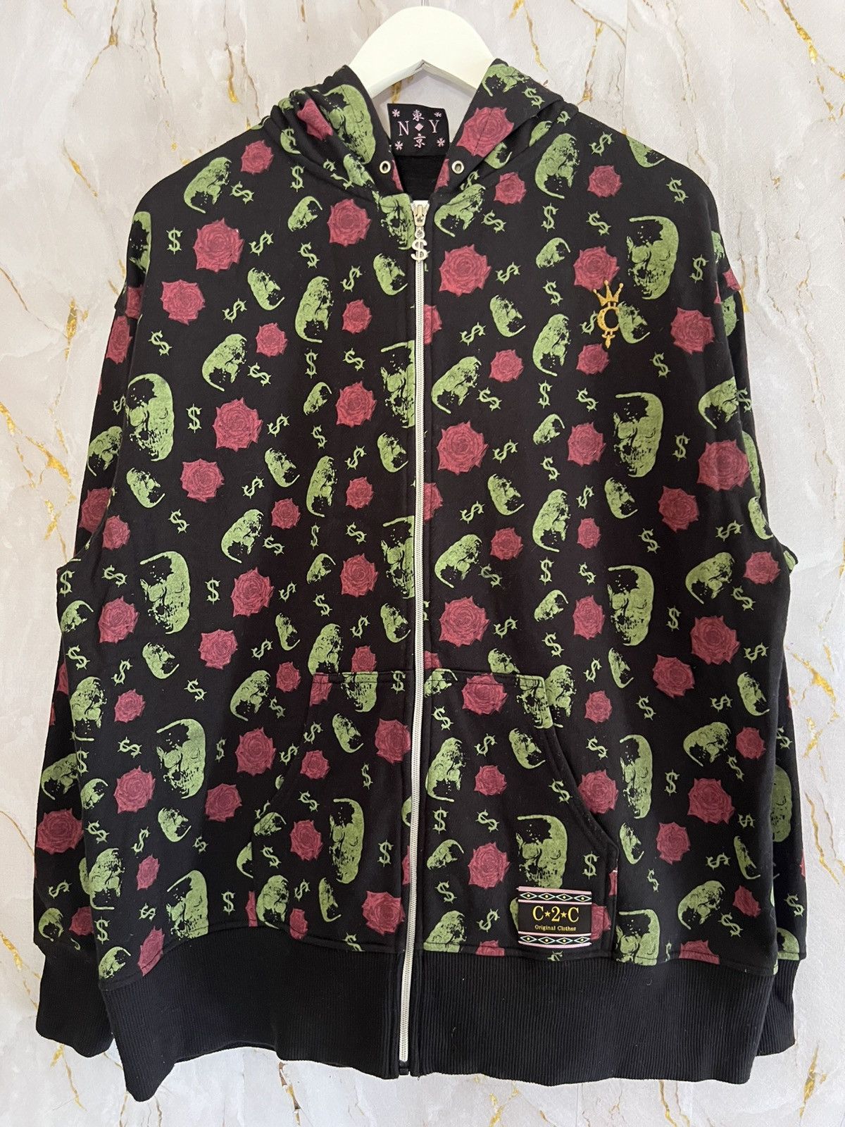 Japanese Brand Vintage Course2Course Dragon Rose Graphic Zip HoodieHarajuku Size US M / EU 48-50 / 2 - 1 Thumbnail