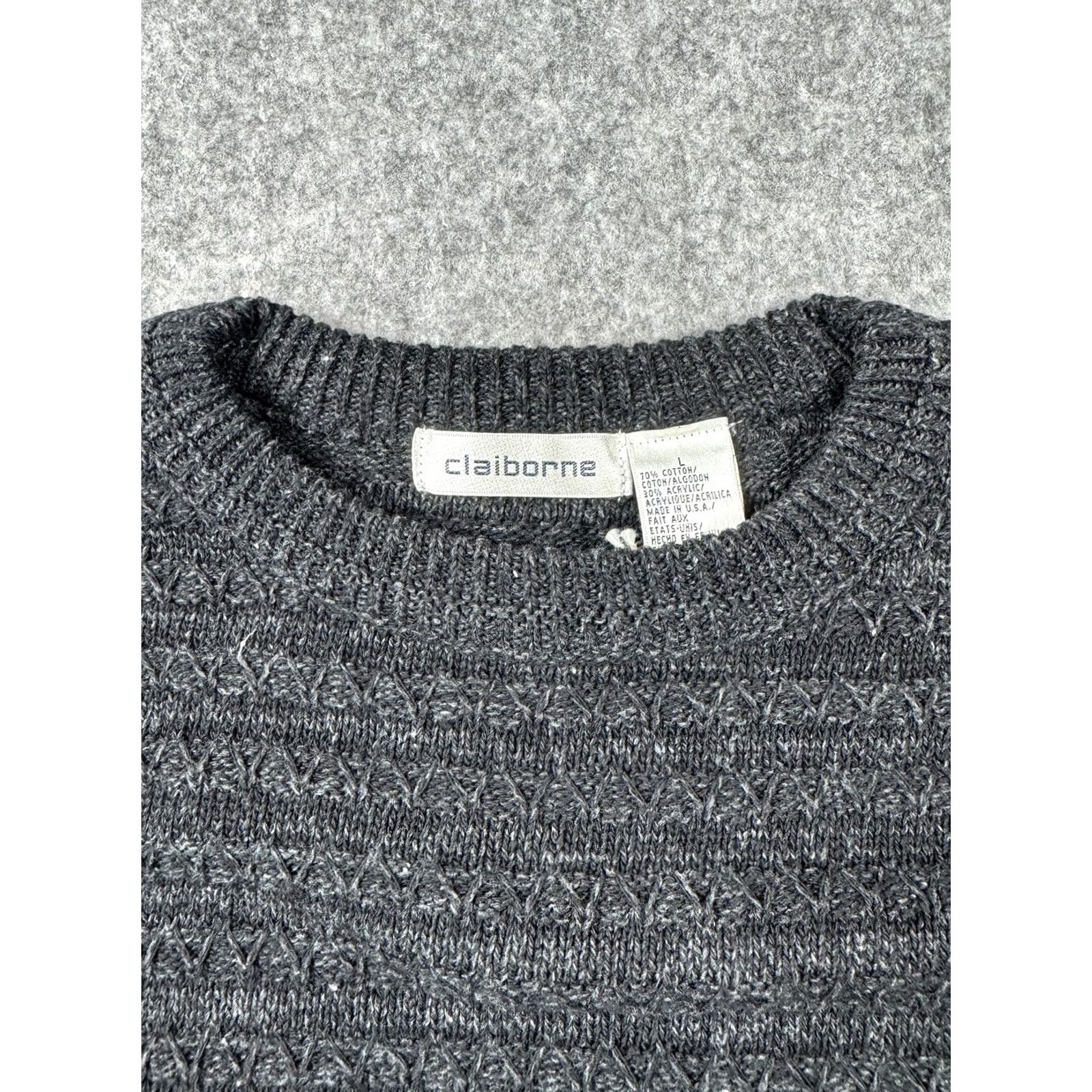 Liz Claiborne VINTAGE Claiborne Sweater Mens Large Crewneck Textured Pullover Knit Pullover USA Size US L / EU 52-54 / 3 - 4 Thumbnail