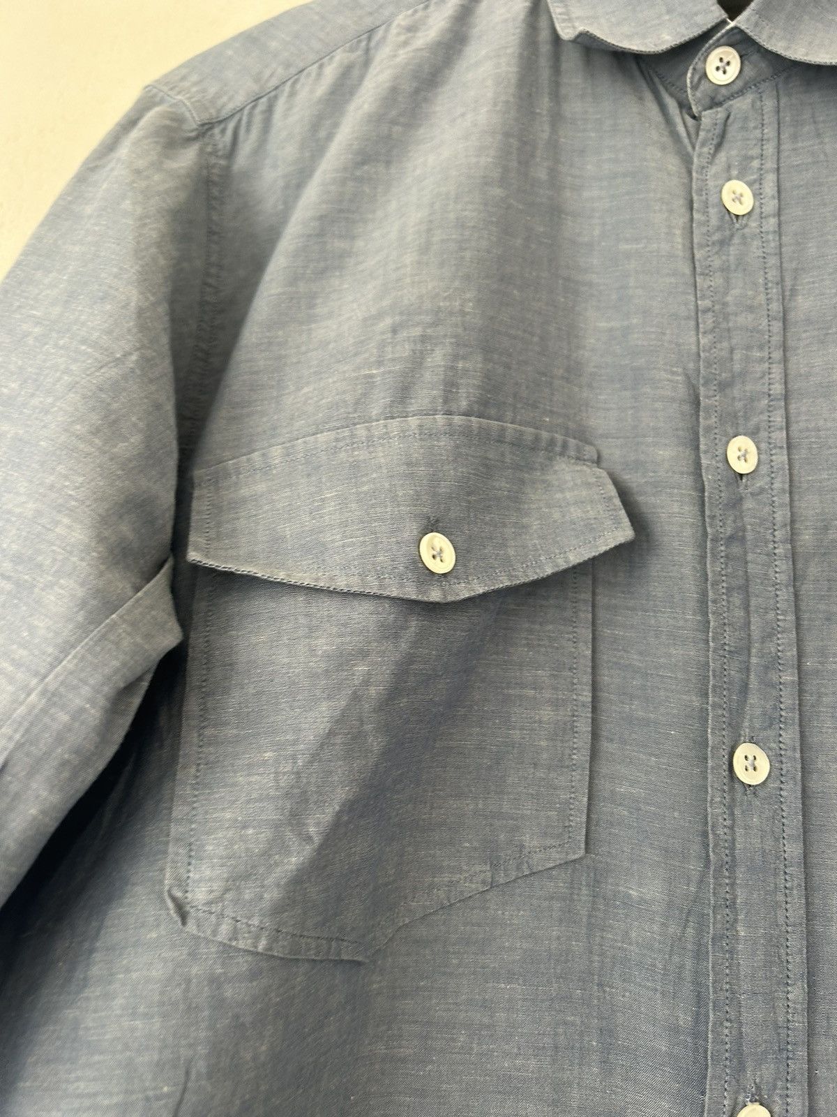 Saint Laurent Paris Light Blue Pocket Button-Up Shirt Size US S / EU 44-46 / 1 - 3 Thumbnail