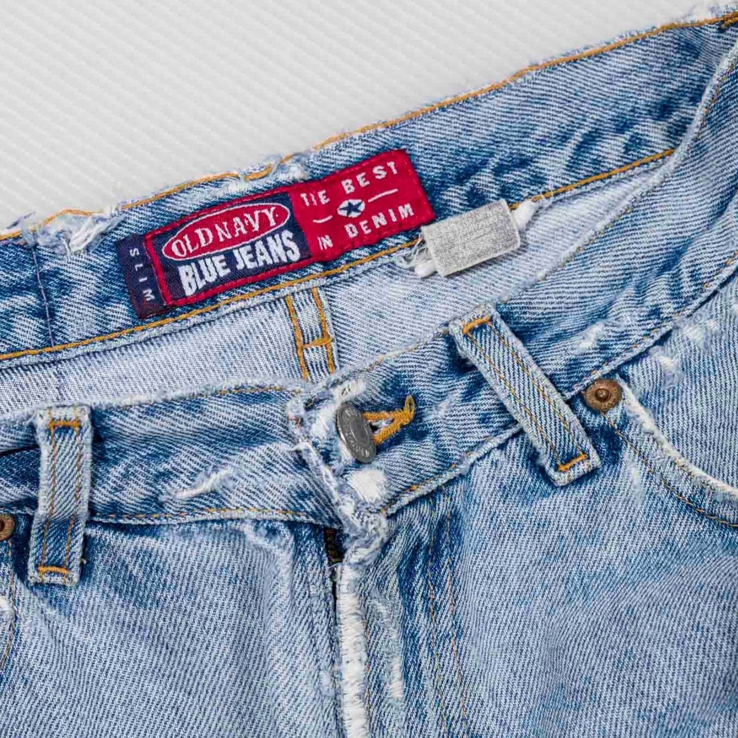 Old Navy VINTAGE Old Navy Denim Cutoff Shorts Thrashed 1990's Giorgio Sant Angelo; 28" Waist; 14" Inseam; Blue; Men Size US 28 / EU 44 - 3 Thumbnail