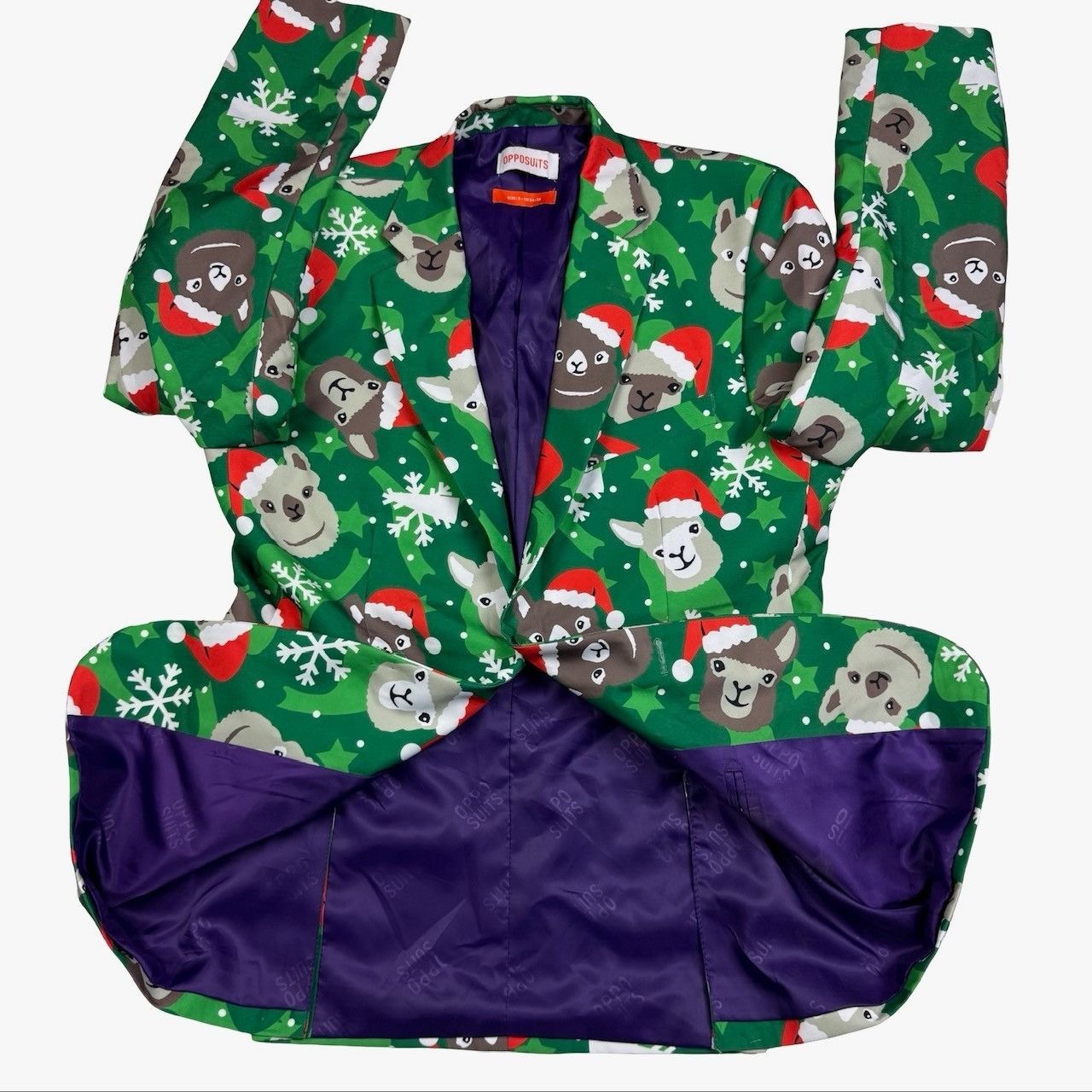 Other OppoSuits Men's Christmas Santa Llama 2-Button Blazer Red/Gr Size 38R - 3 Thumbnail