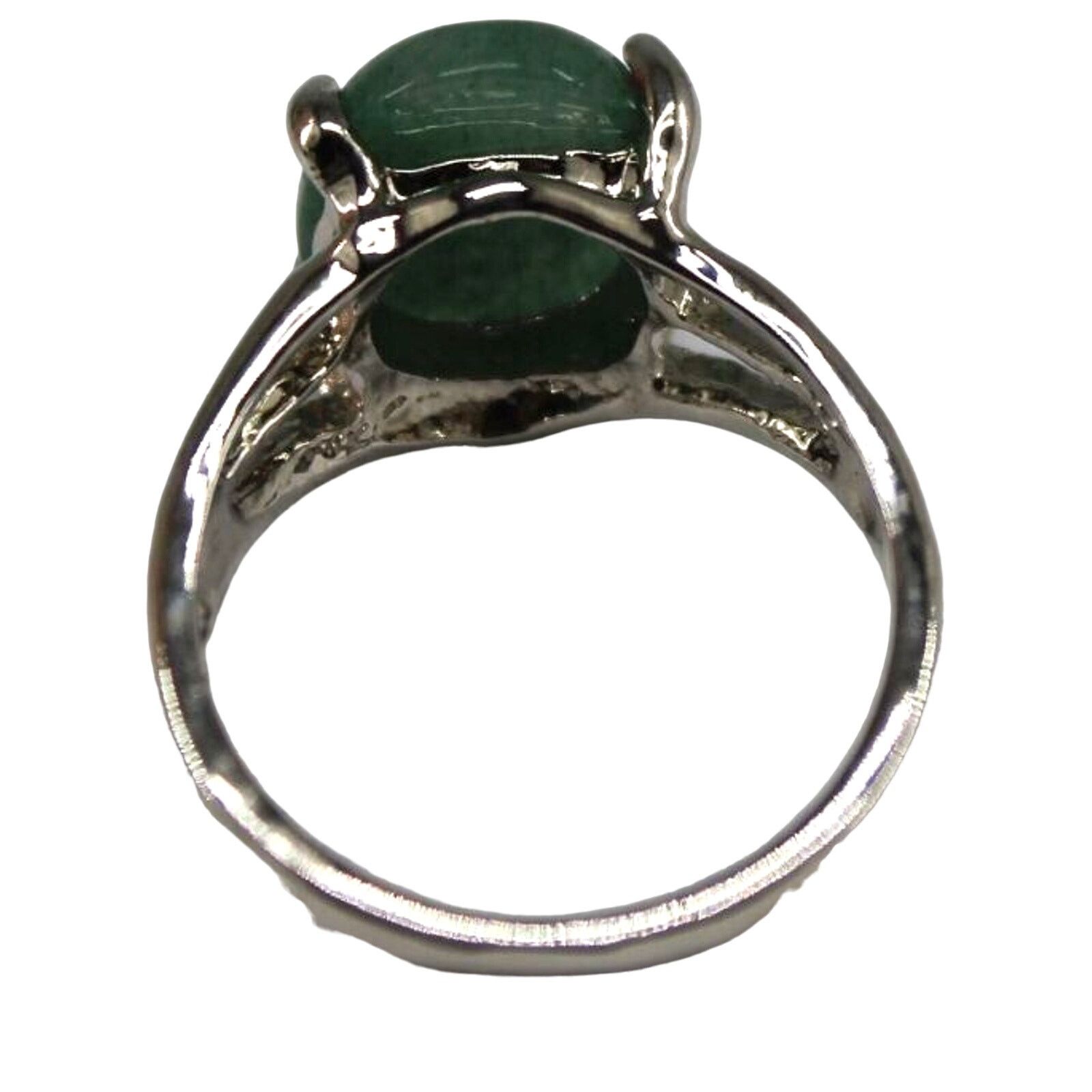 Other Natural Moss Green Nephrite Stone Ring • Silvertone •Sz 8.25 Size ONE SIZE - 3 Thumbnail