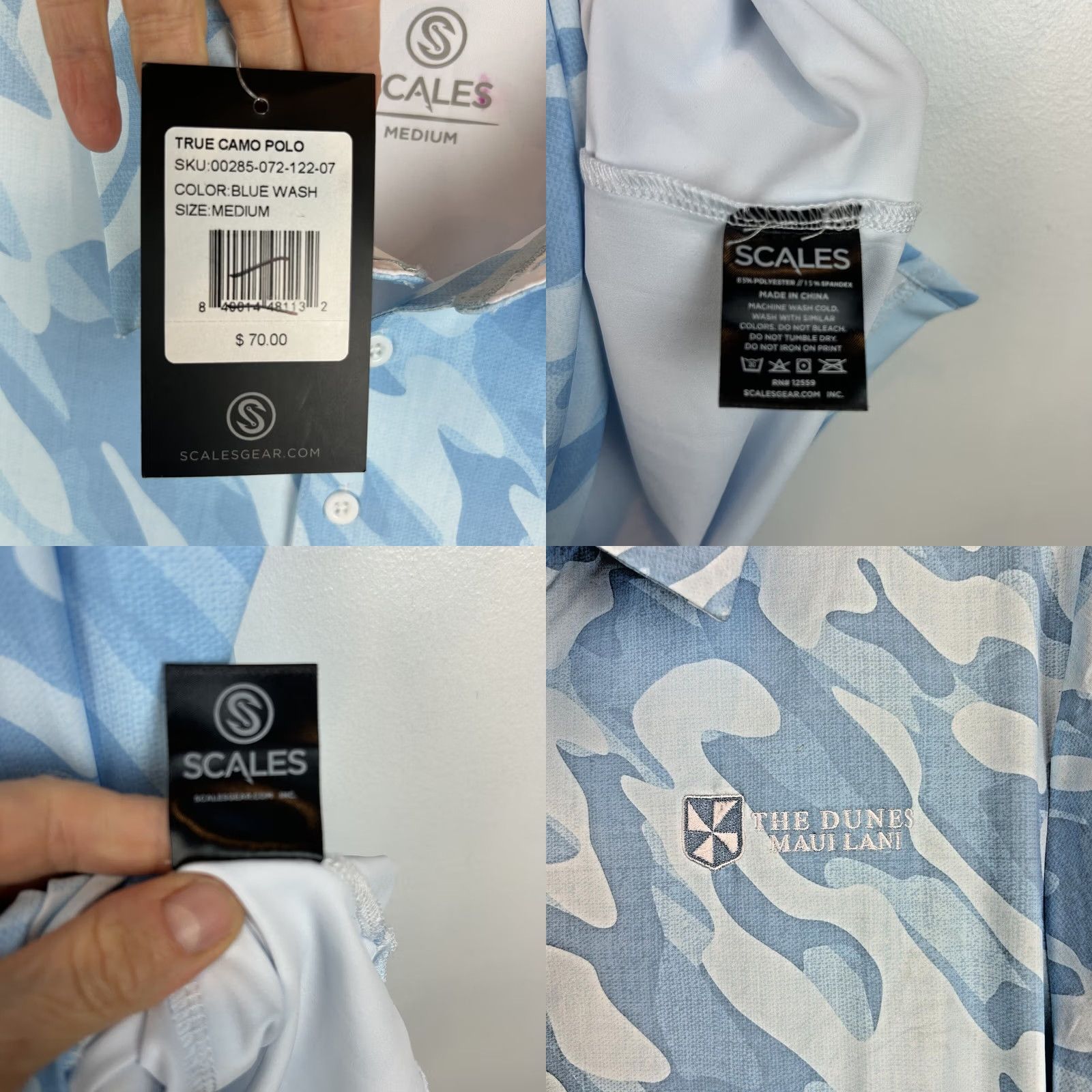 Vintage Scales Polo Shirt Men Small Blue Fishing Golf Nautical Casual Hawaii New Read Size US S / EU 44-46 / 1 - 8 Thumbnail