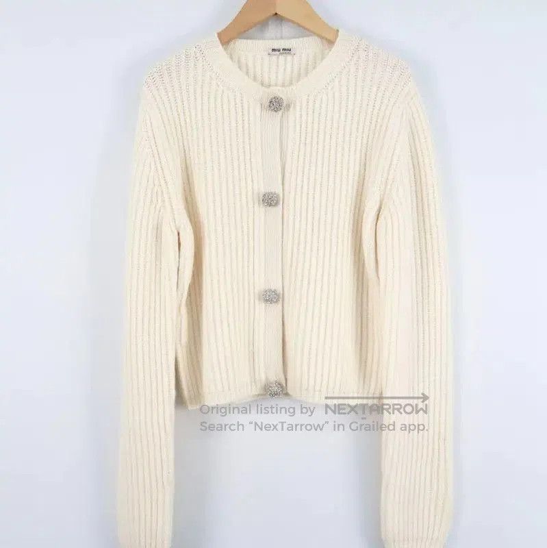 Miu Miu Miu Miu White Wool Women's Cardigan . Size L / US 10 / IT 46 - 1 Thumbnail