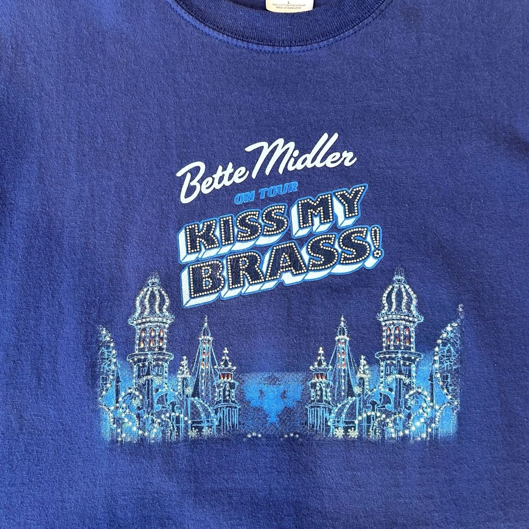 Gildan Vintage Bette Midler Kiss My Brass Tour Tee Blue T-Shirt Short Sleeve Size Large Size US L / EU 52-54 / 3 - 3 Thumbnail