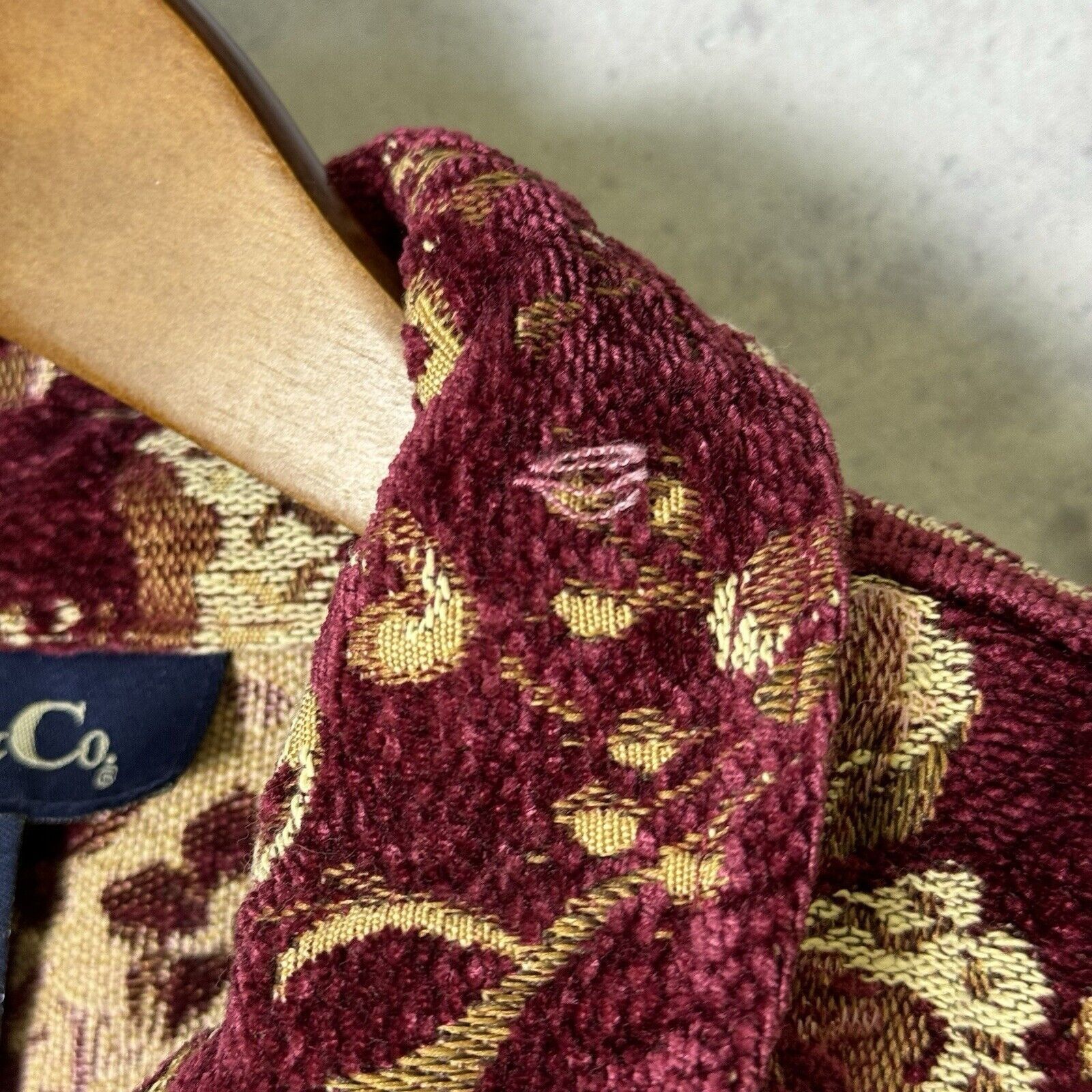 Denim & Co. Denim & Co Floral Brocade Womens Jacket Size Large 20x23 Red Size L / US 10 / IT 46 - 5 Thumbnail