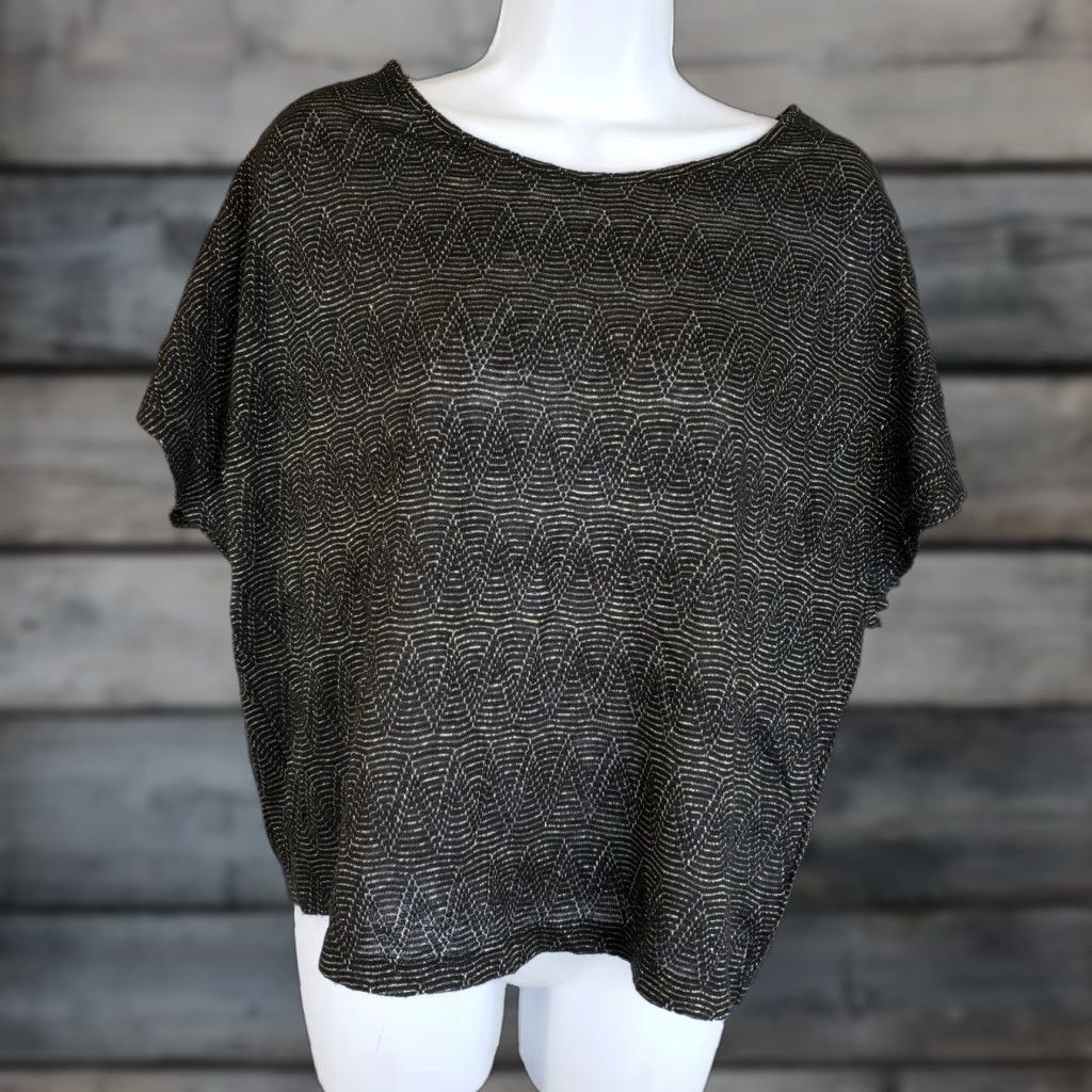 Vintage Umgee Womens Top Medium Black Gold Chevron Semi Sheer Cotton Blend Blouse Casual Shirt Womens Size M / US 6-8 / IT 42-44 - 1 Thumbnail