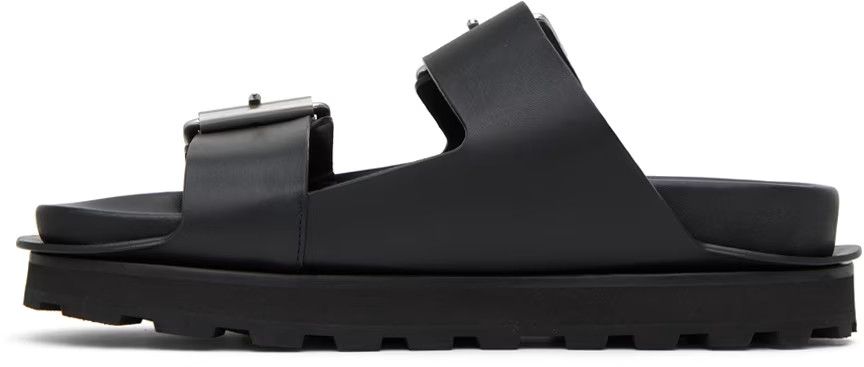Jil Sander o1y1124 Double Buckle Leather Slippers in Black Size US 9 / EU 42 - 4 Thumbnail