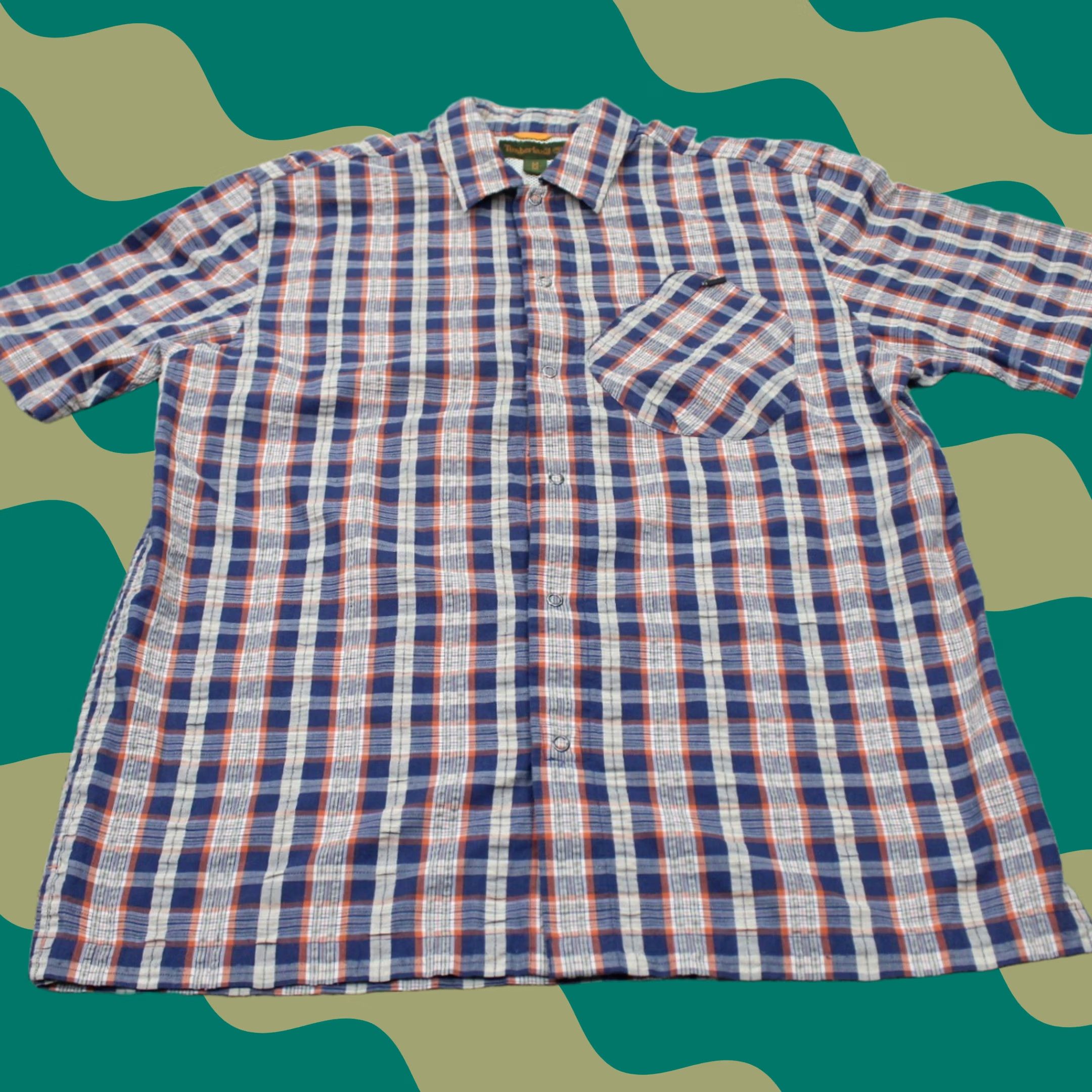 Timberland Timberland Button-Up Shirt Mens Medium Blue Plaid S/S Snap Button Casual Workwear Vintage No Size US M / EU 48-50 / 2 - 1 Thumbnail